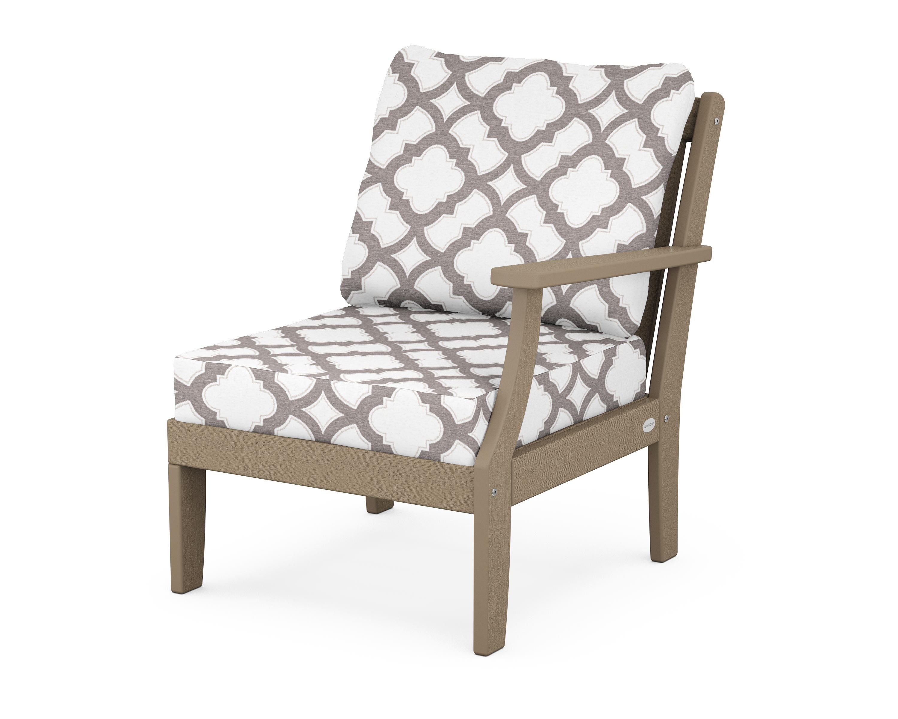 POLYWOOD® Braxton Modular Right Arm Chair in Vintage Sahara / Trellis Grey Mist