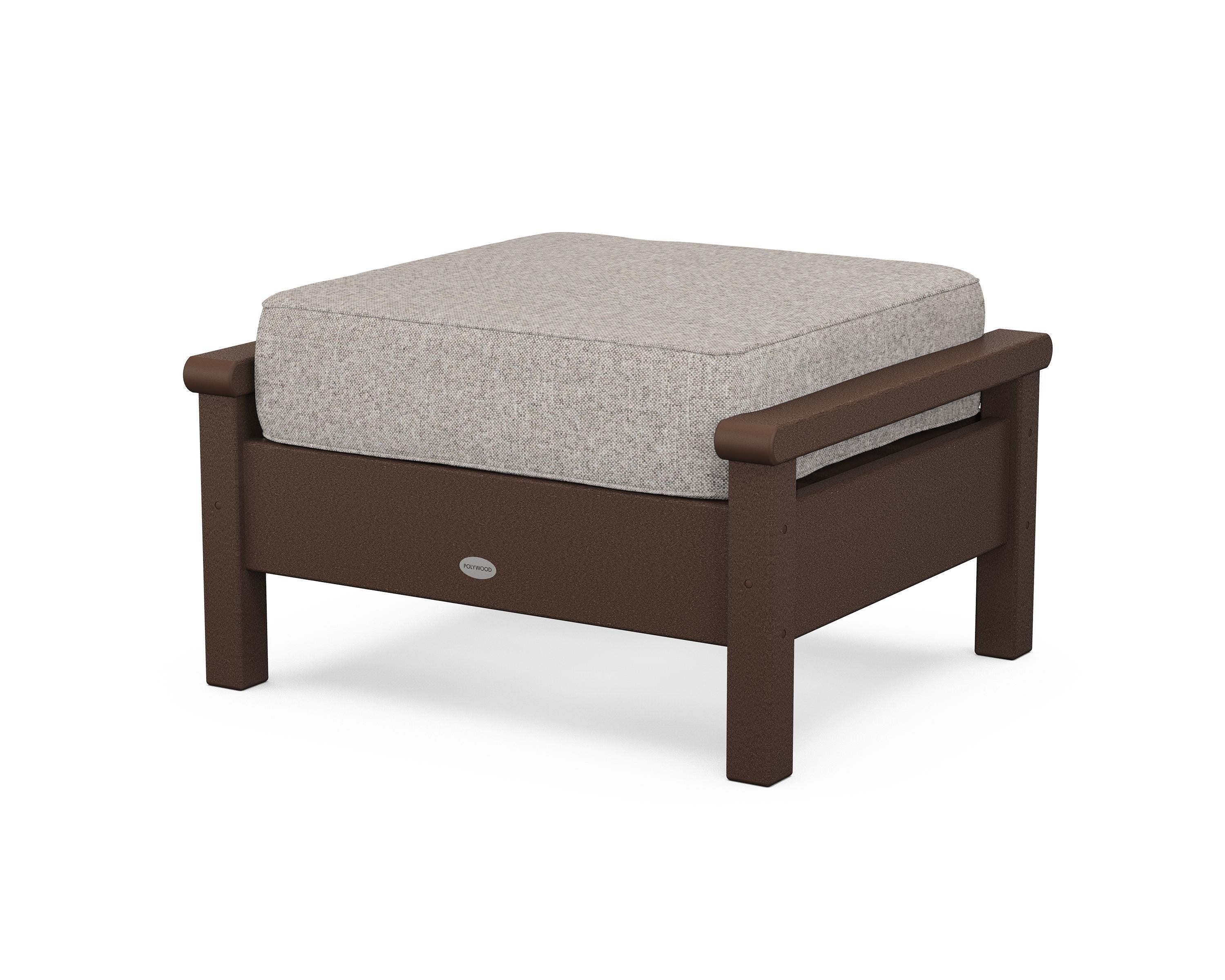 POLYWOOD® Harbour Deep Seating Ottoman in Mahogany / Weathered Tweed