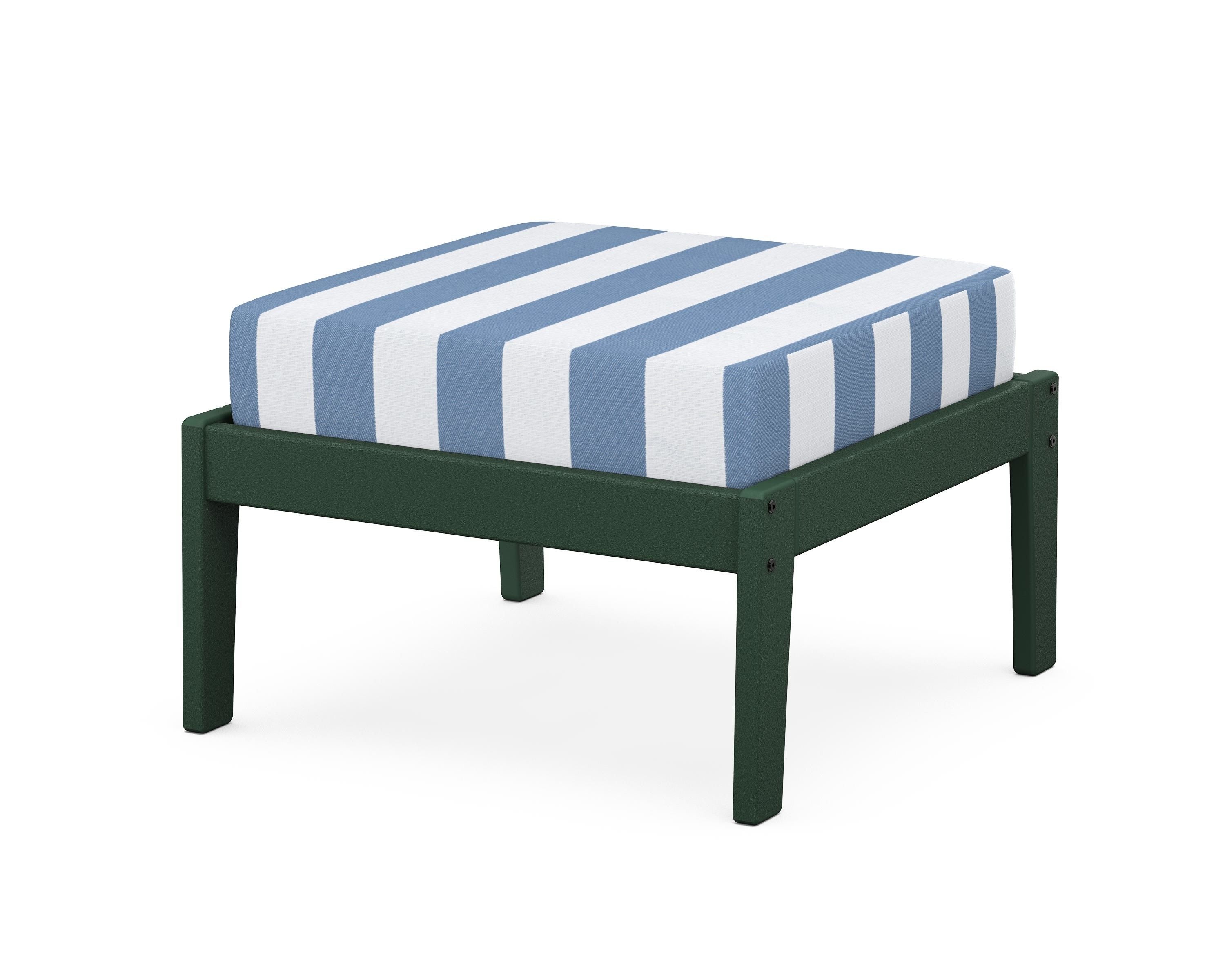 Unbranded Deep Seating Ottoman in Green / Cabana Stripe Sky Blue