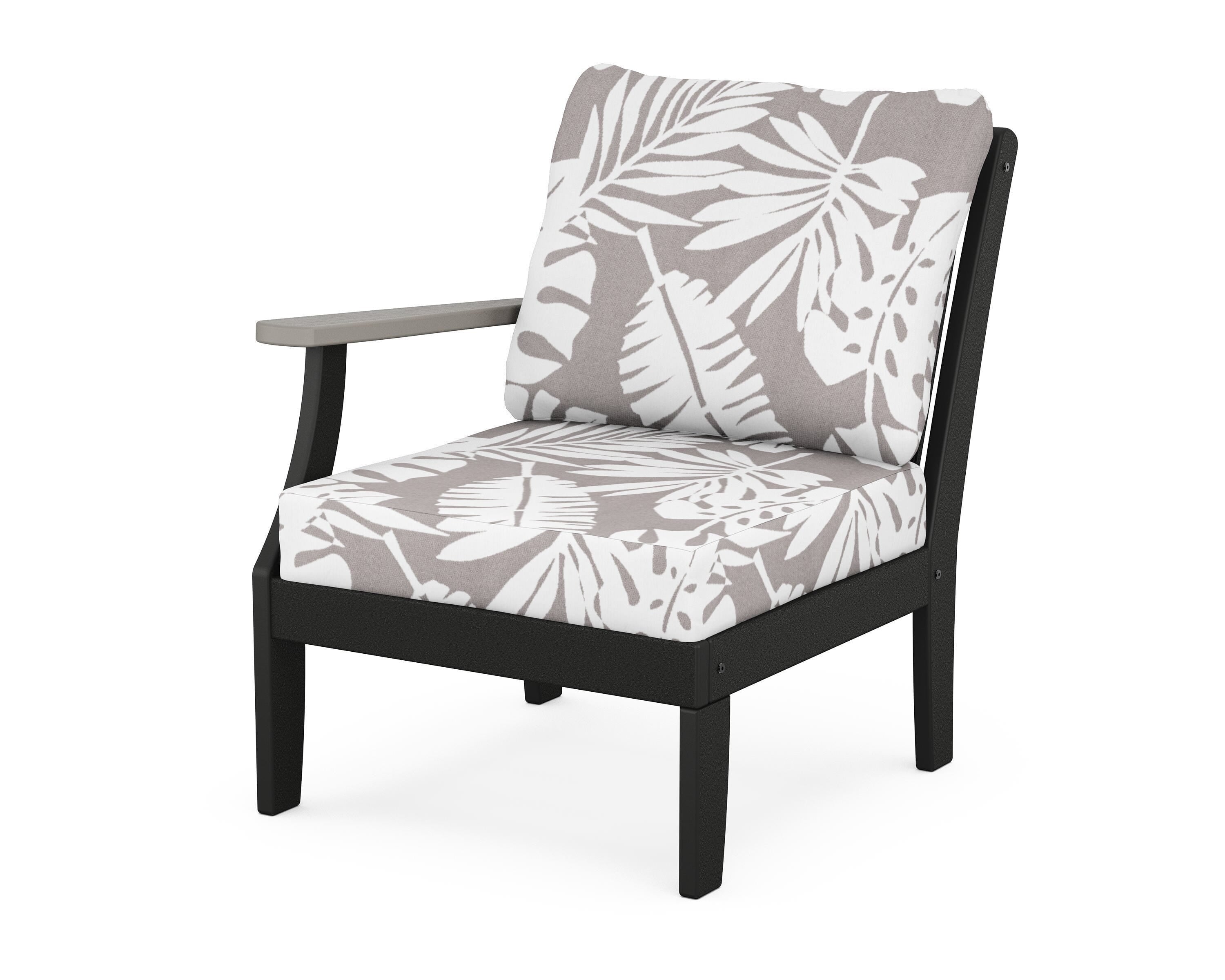 POLYWOOD® Braxton Modular Left Arm Chair in Black / Driftwood / Leaf Grey Mist