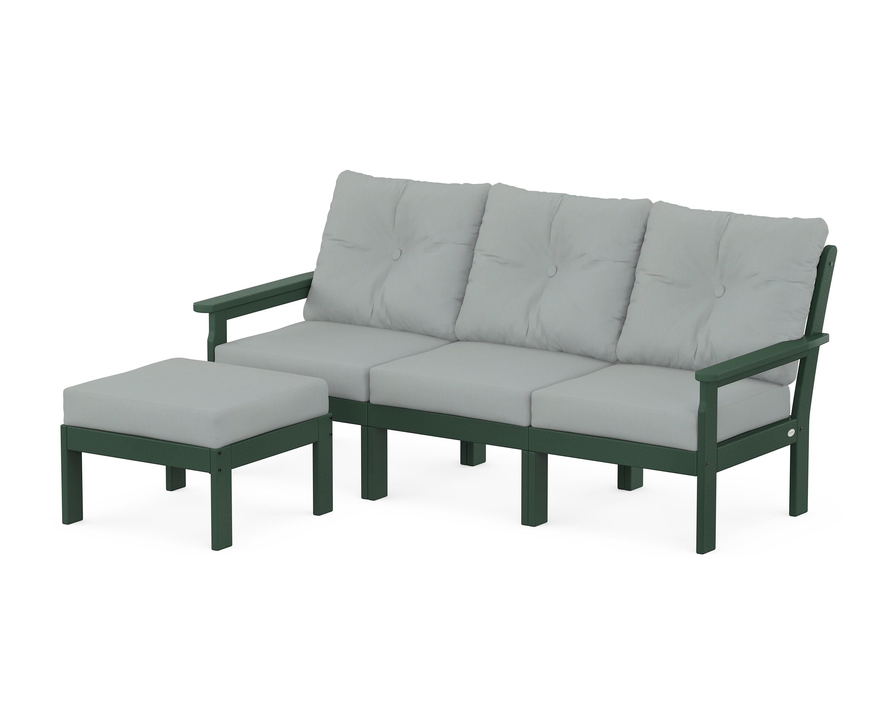 POLYWOOD® Vineyard 4-Piece Sectional with Ottoman in Green / Spa