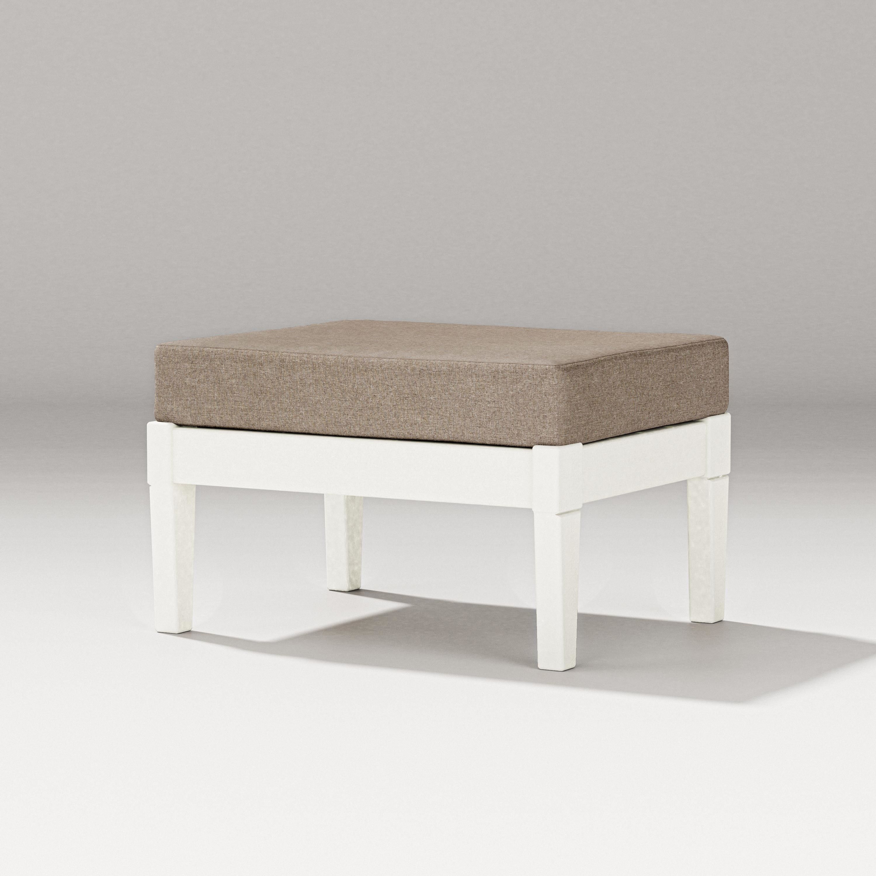 PW Designer Series Estate Lounge Ottoman in Vintage White / Spiced Burlap