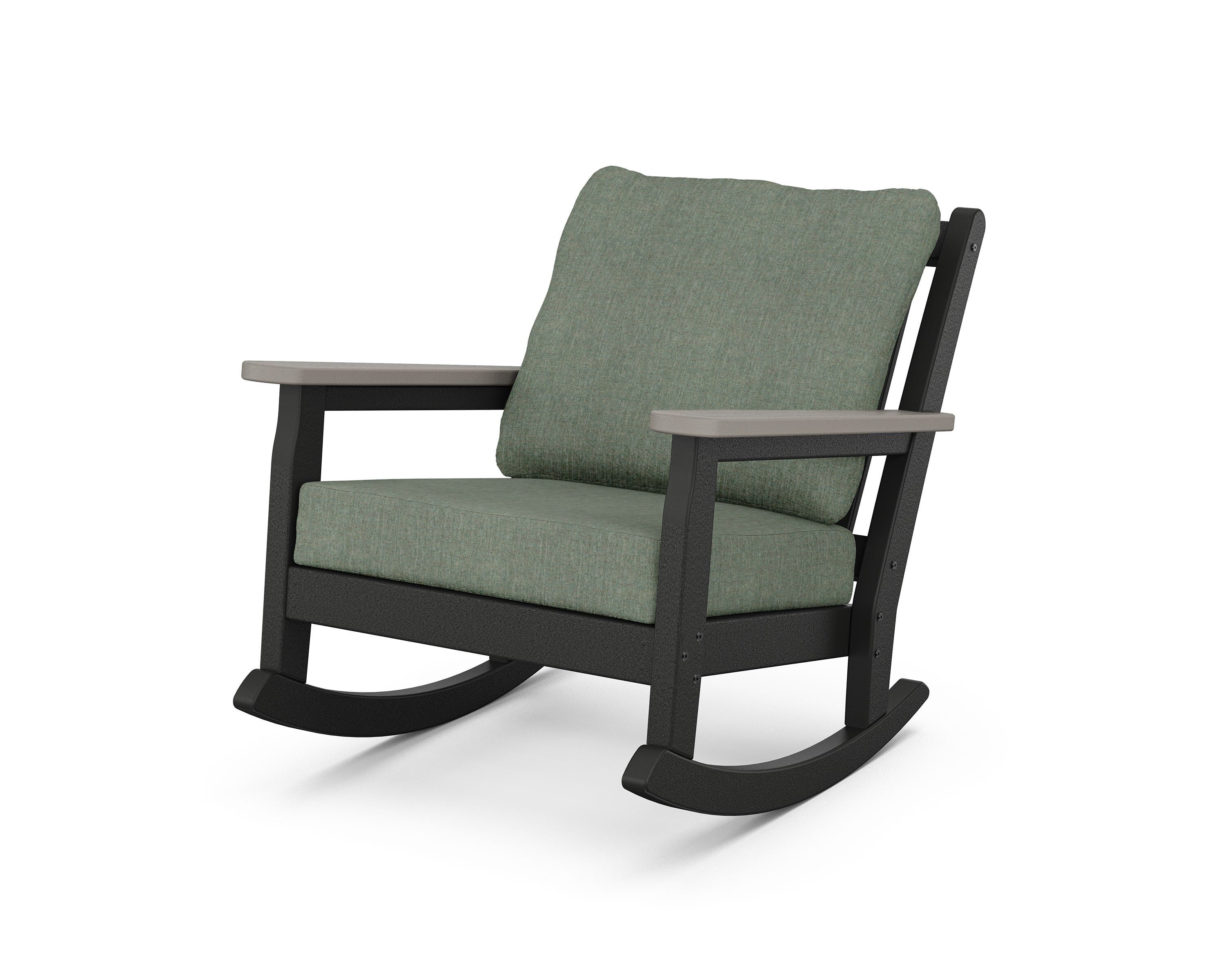POLYWOOD® Chippendale Deep Seating Rocking Chair in Black / Driftwood / Cast Sage