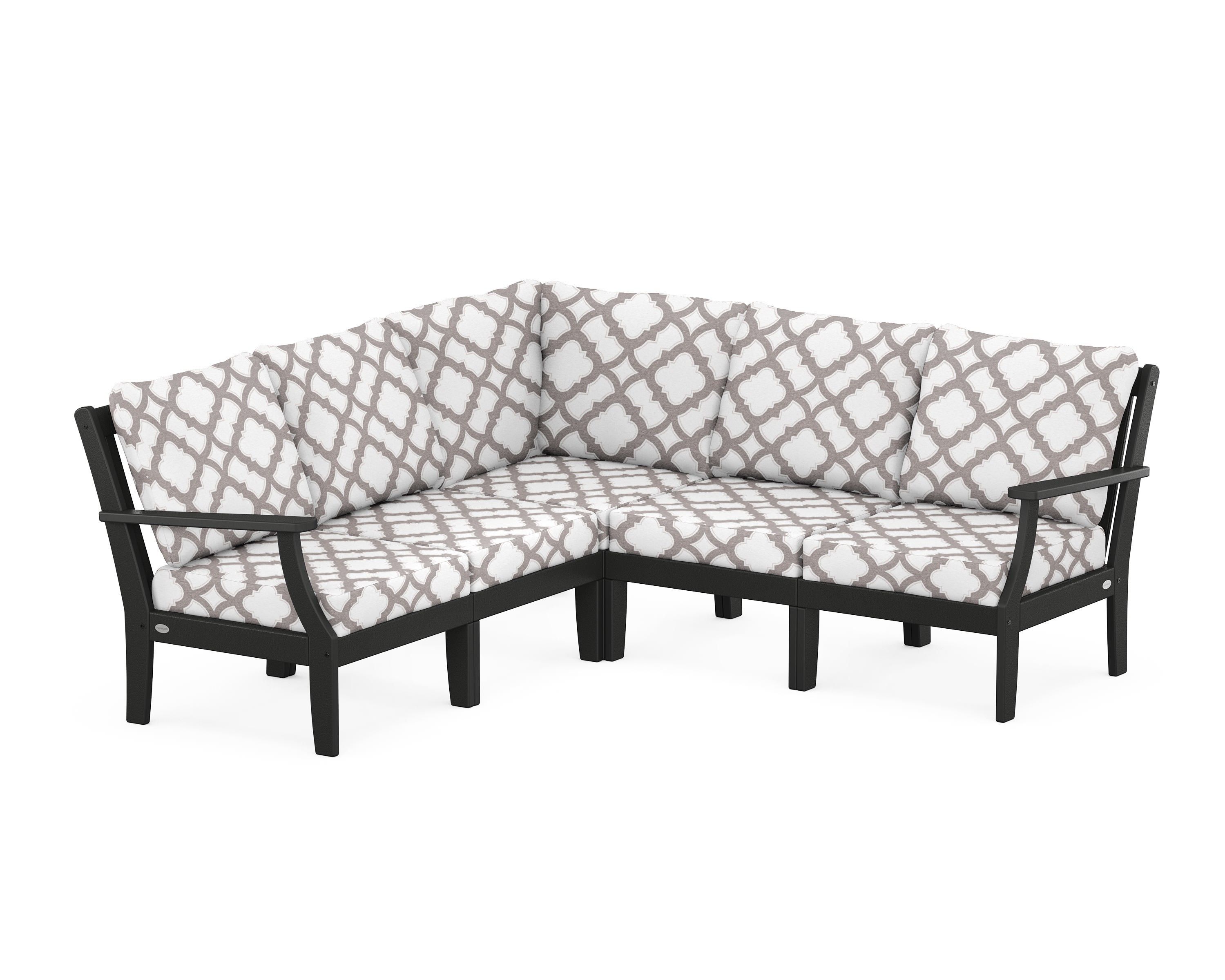 POLYWOOD® Braxton Modular 5-Piece Deep Seating Set in Black / Trellis Grey Mist