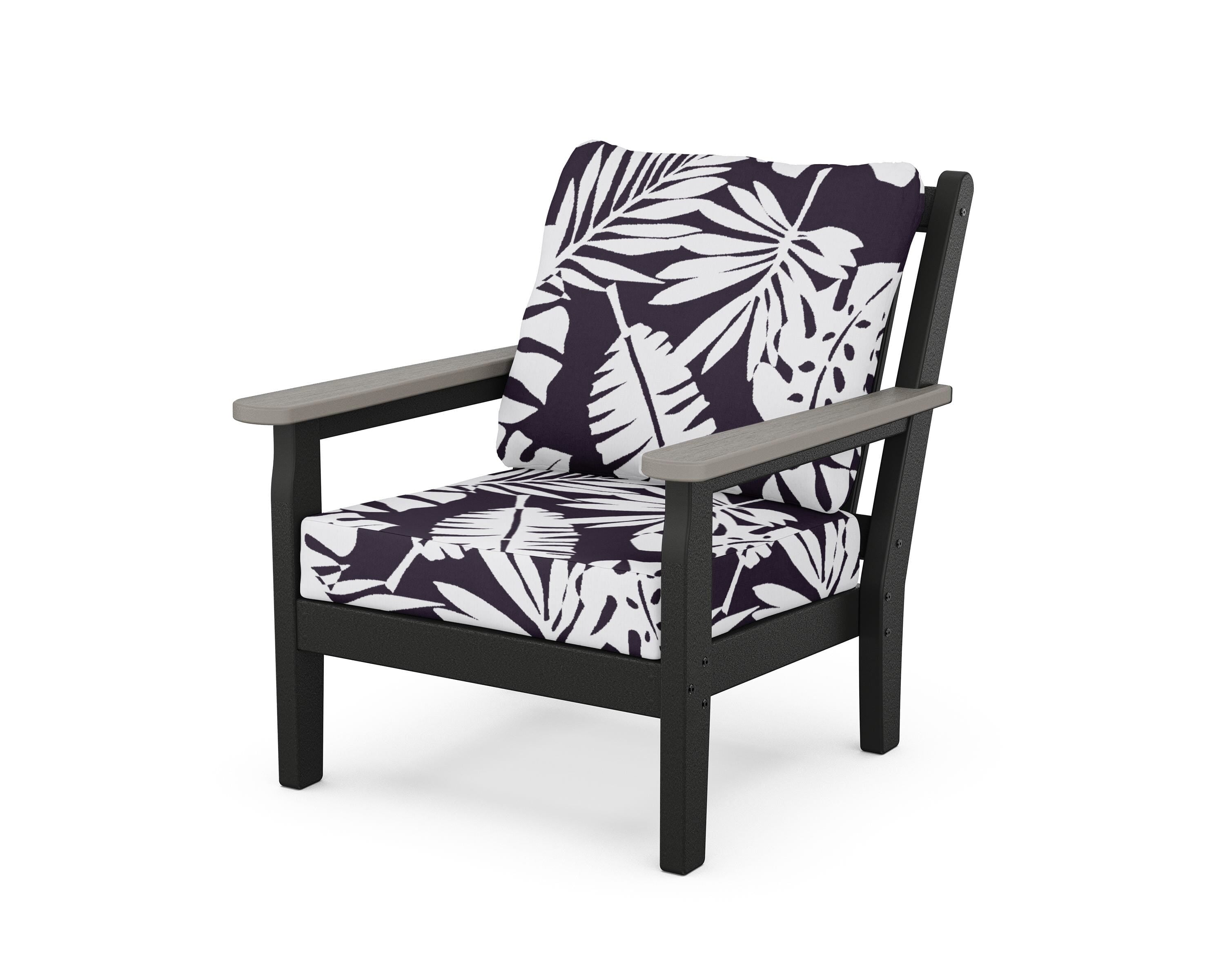 POLYWOOD® Chippendale Deep Seating Chair in Black / Driftwood / Leaf Navy