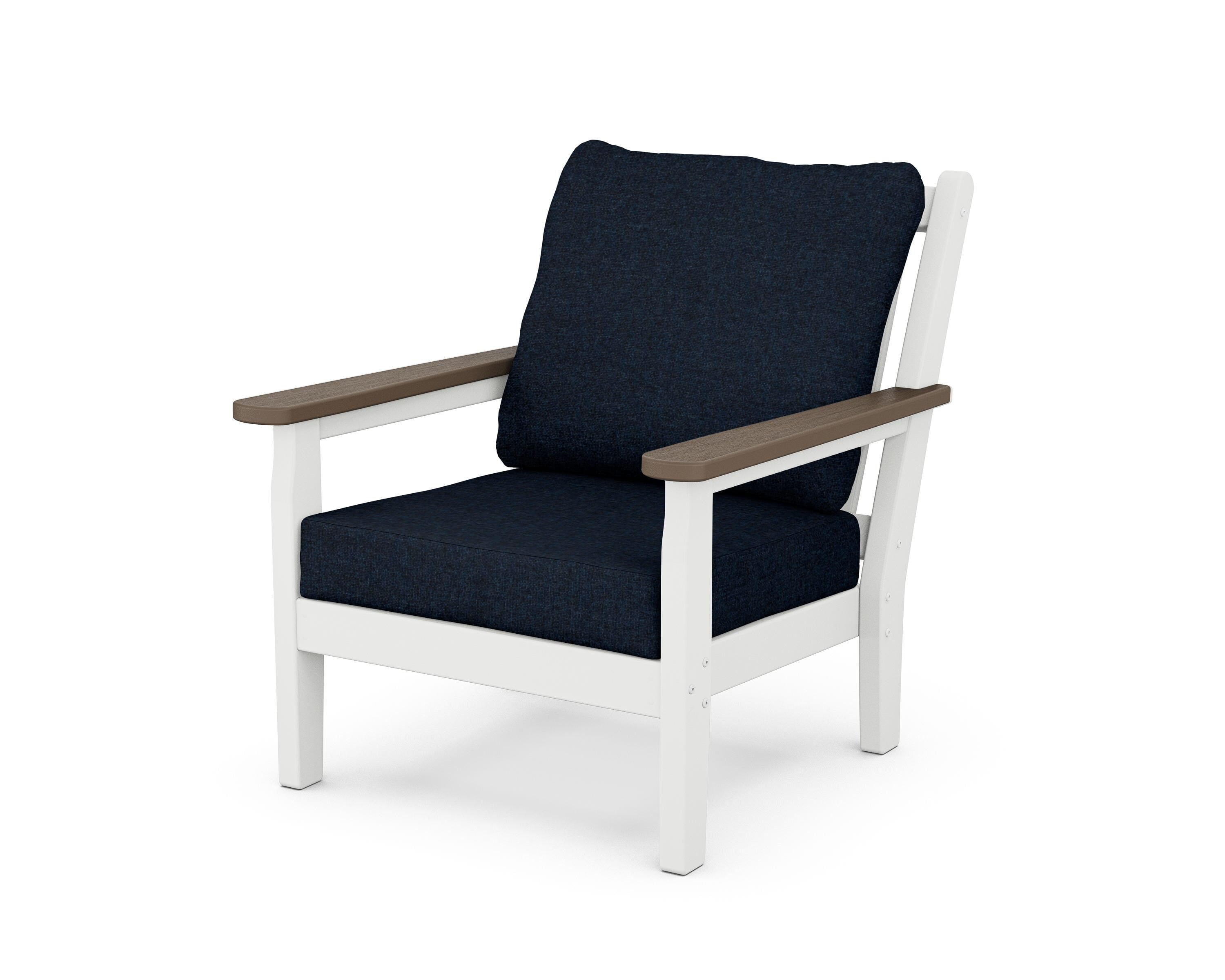 POLYWOOD® Chippendale Deep Seating Chair in White / Kona / Marine Indigo