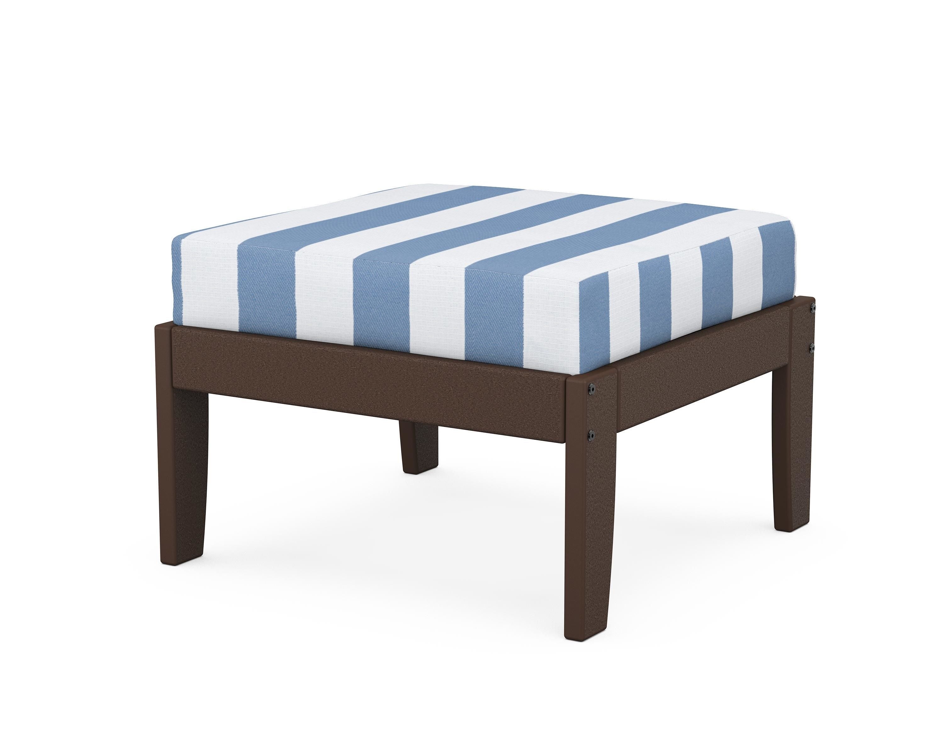 Unbranded Modular Ottoman - Classic in Mahogany / Cabana Stripe Sky Blue