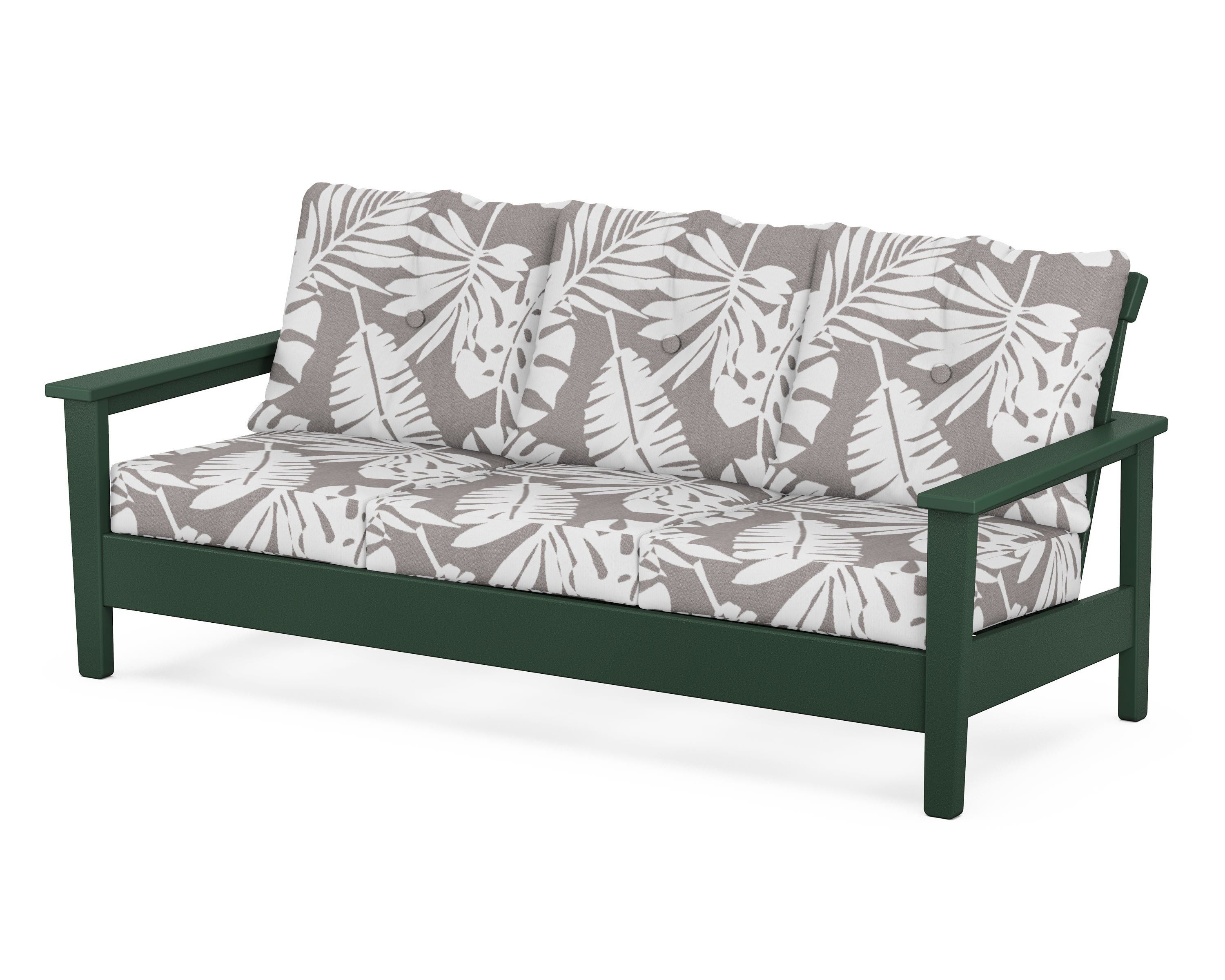 POLYWOOD® Prescott Deep Seating Sofa in Green / Leaf Grey Mist