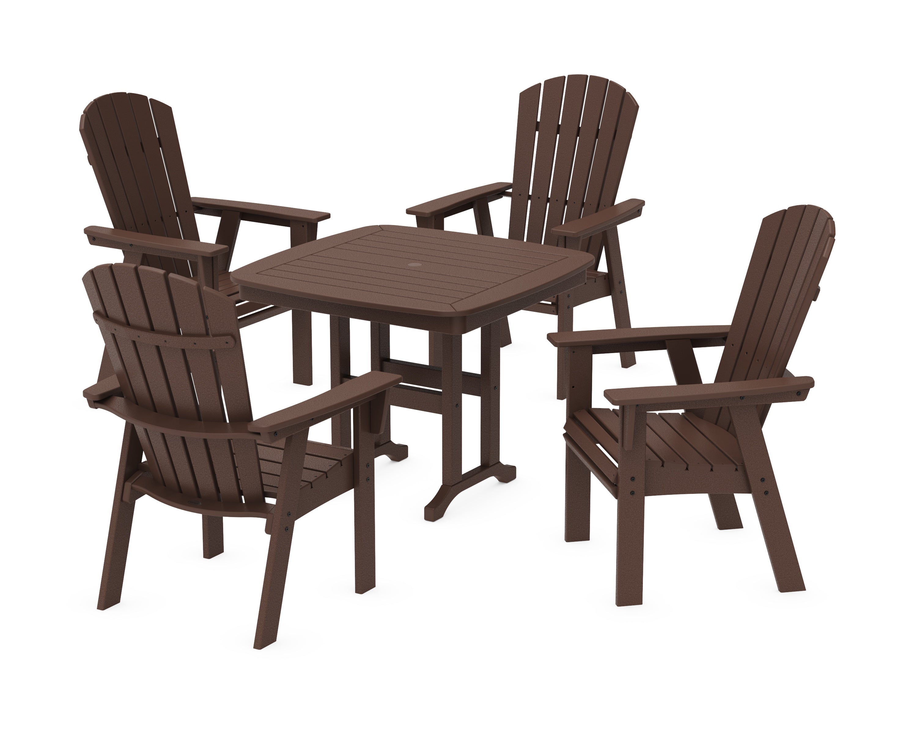 POLYWOOD® Nautical Curveback Adirondack 5-Piece Dining Set in Mahogany