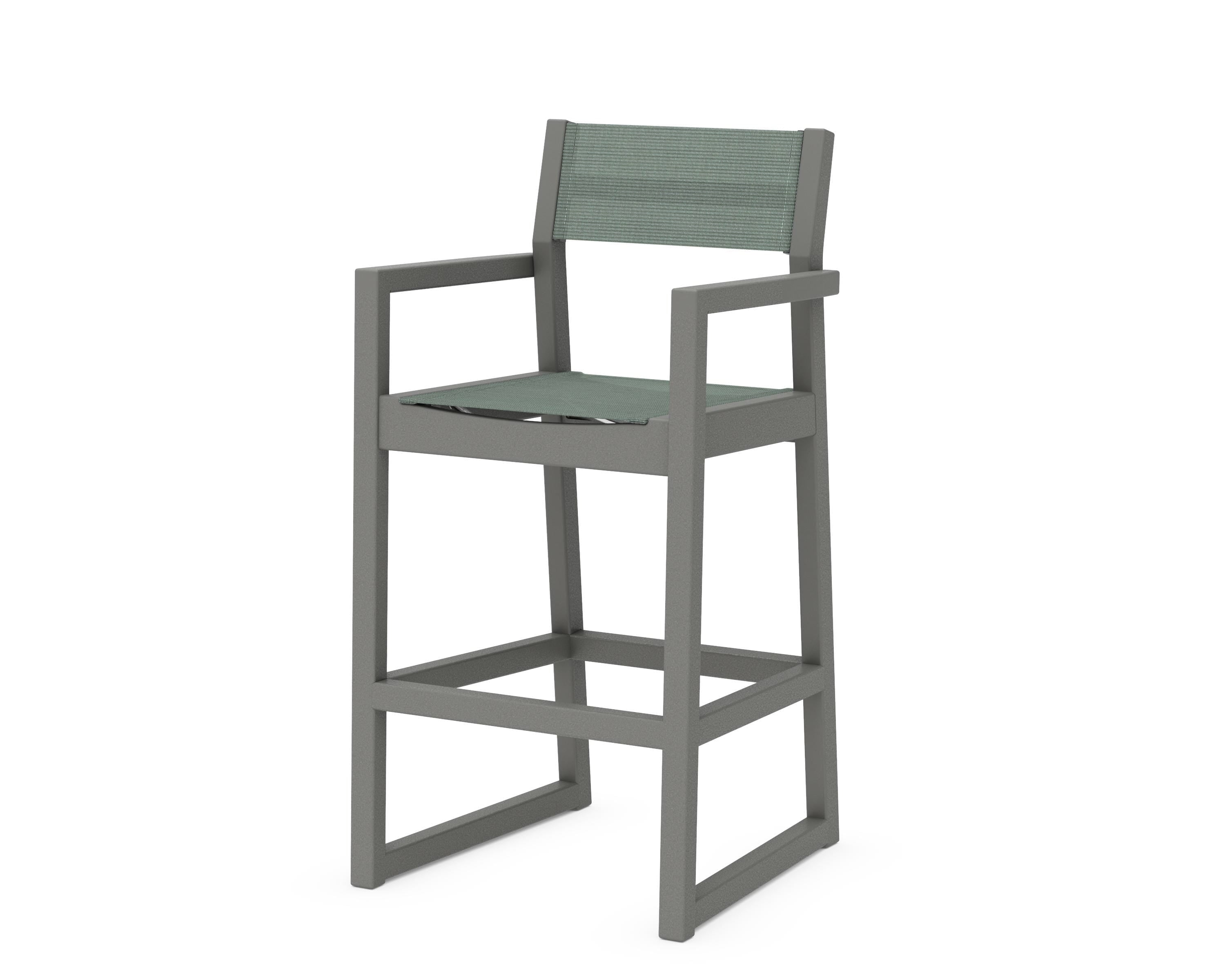 POLYWOOD® EDGE Sling Bar Arm Chair in Slate Grey / Dupioni Sea Mist Sling