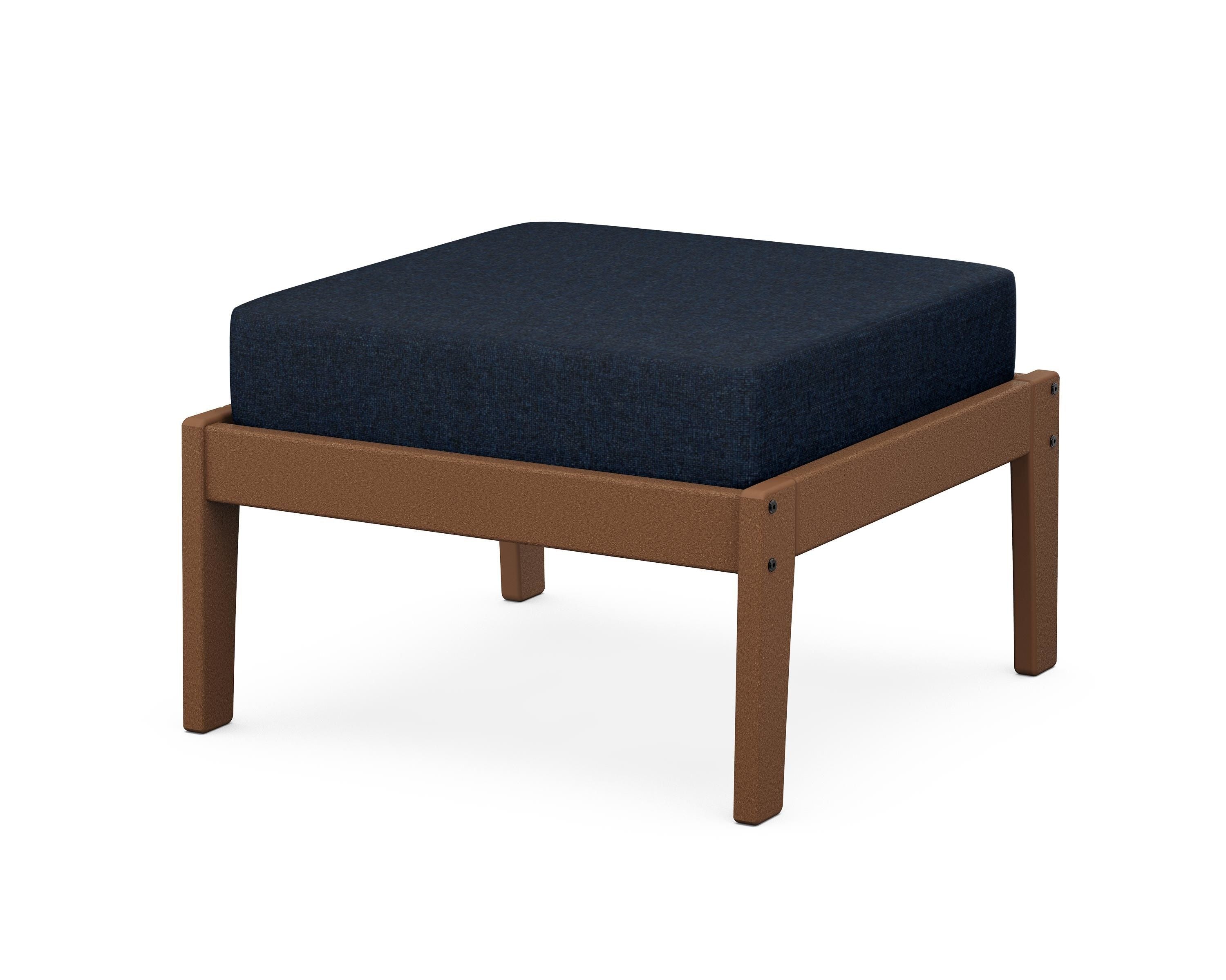 Unbranded Deep Seating Ottoman in Teak / Marine Indigo