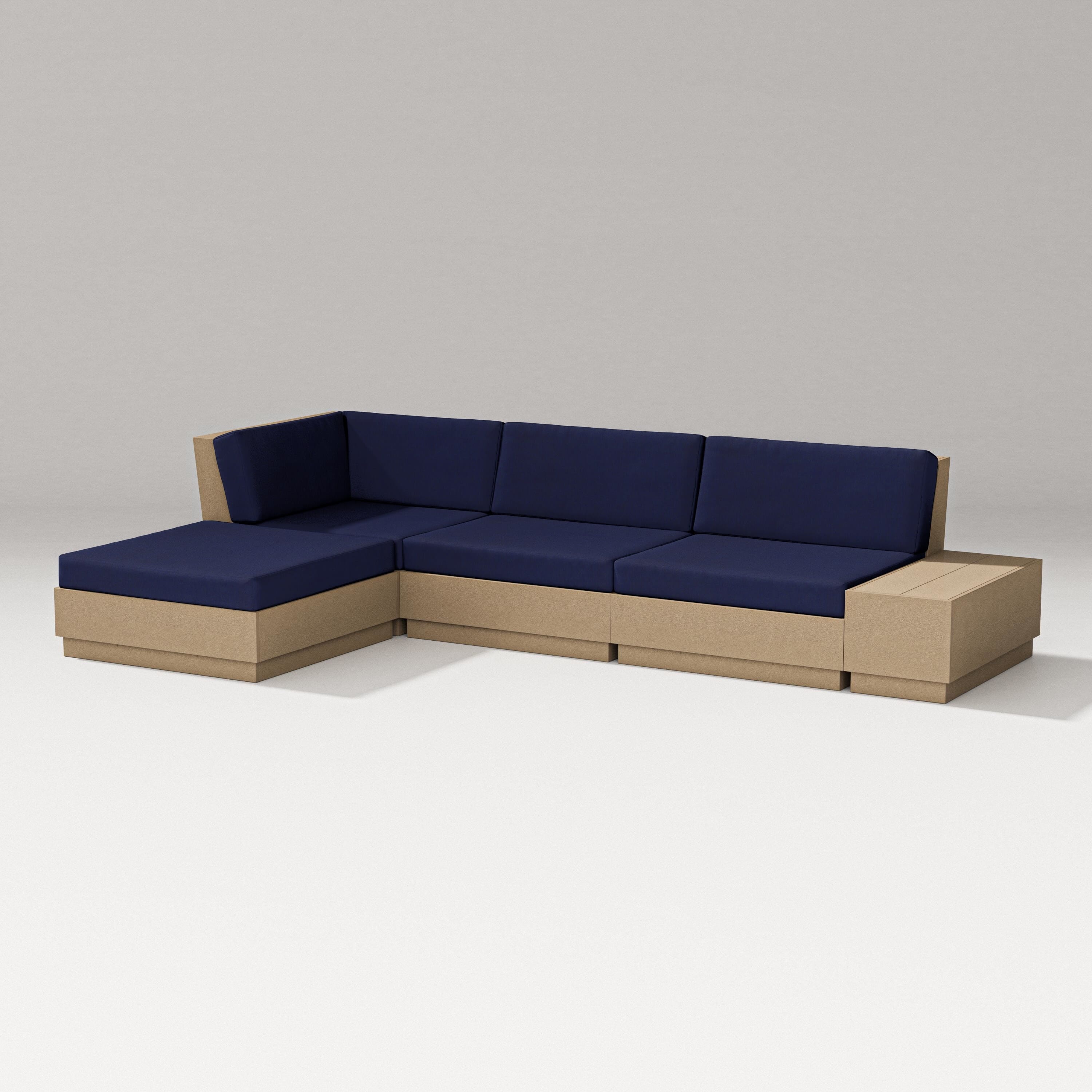 PW Designer Series Elevate Chaise Sectional in Vintage Sahara / Navy
