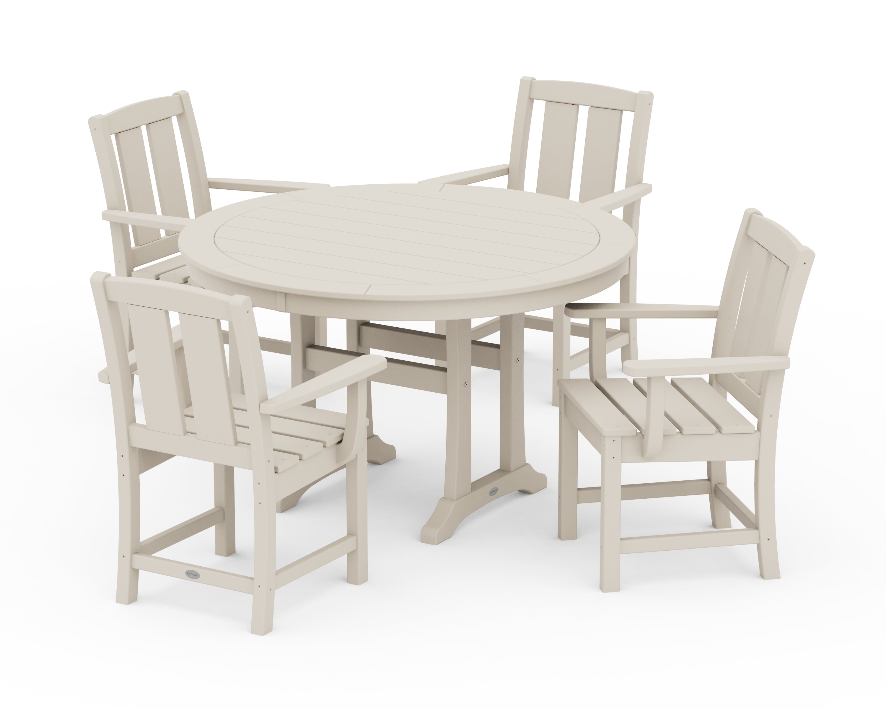 POLYWOOD® Mission 5-Piece Round Dining Set with Trestle Legs in Sand