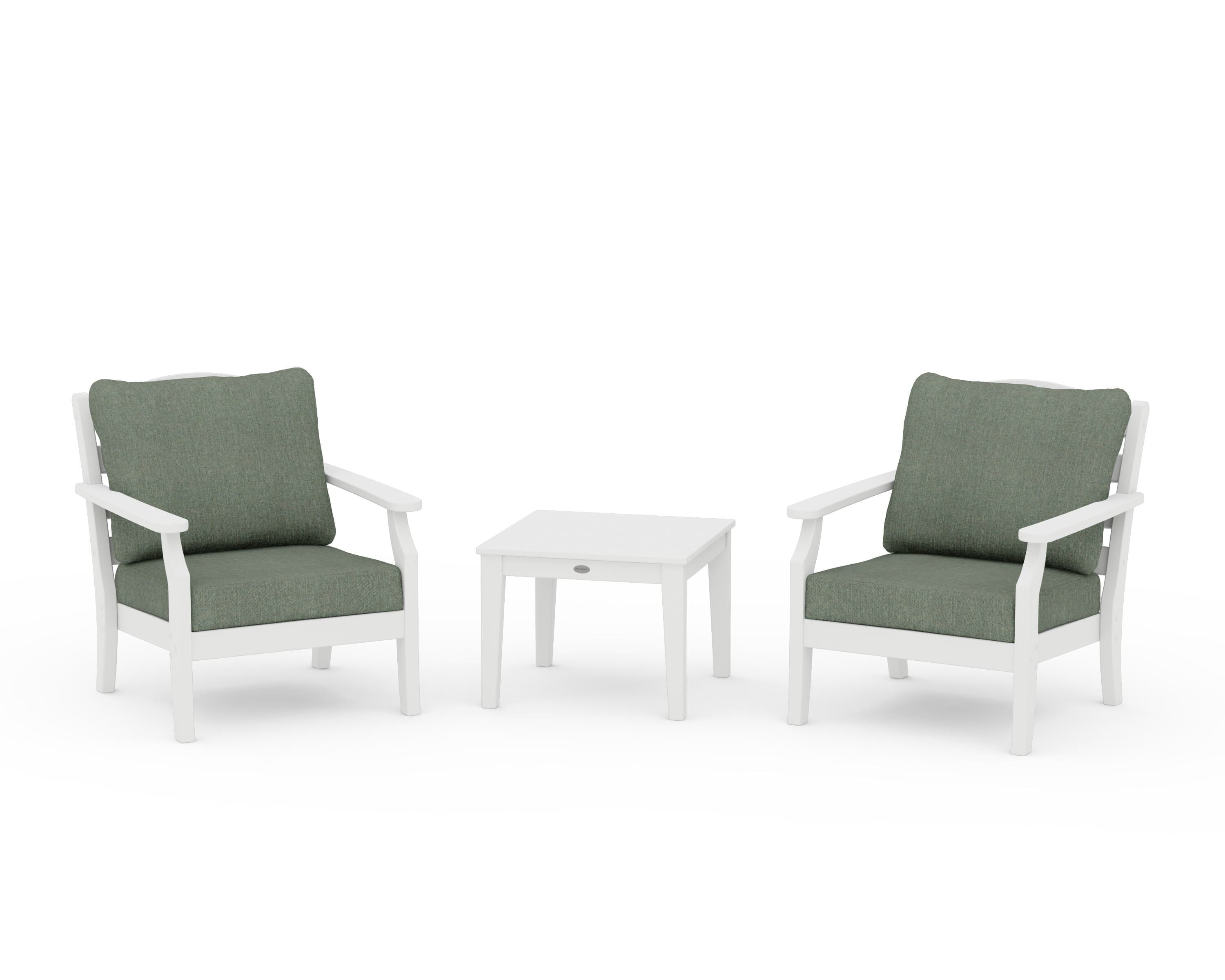 Draper James™ by POLYWOOD® Savannah 3-Piece Deep Seating Set in White / Cast Sage