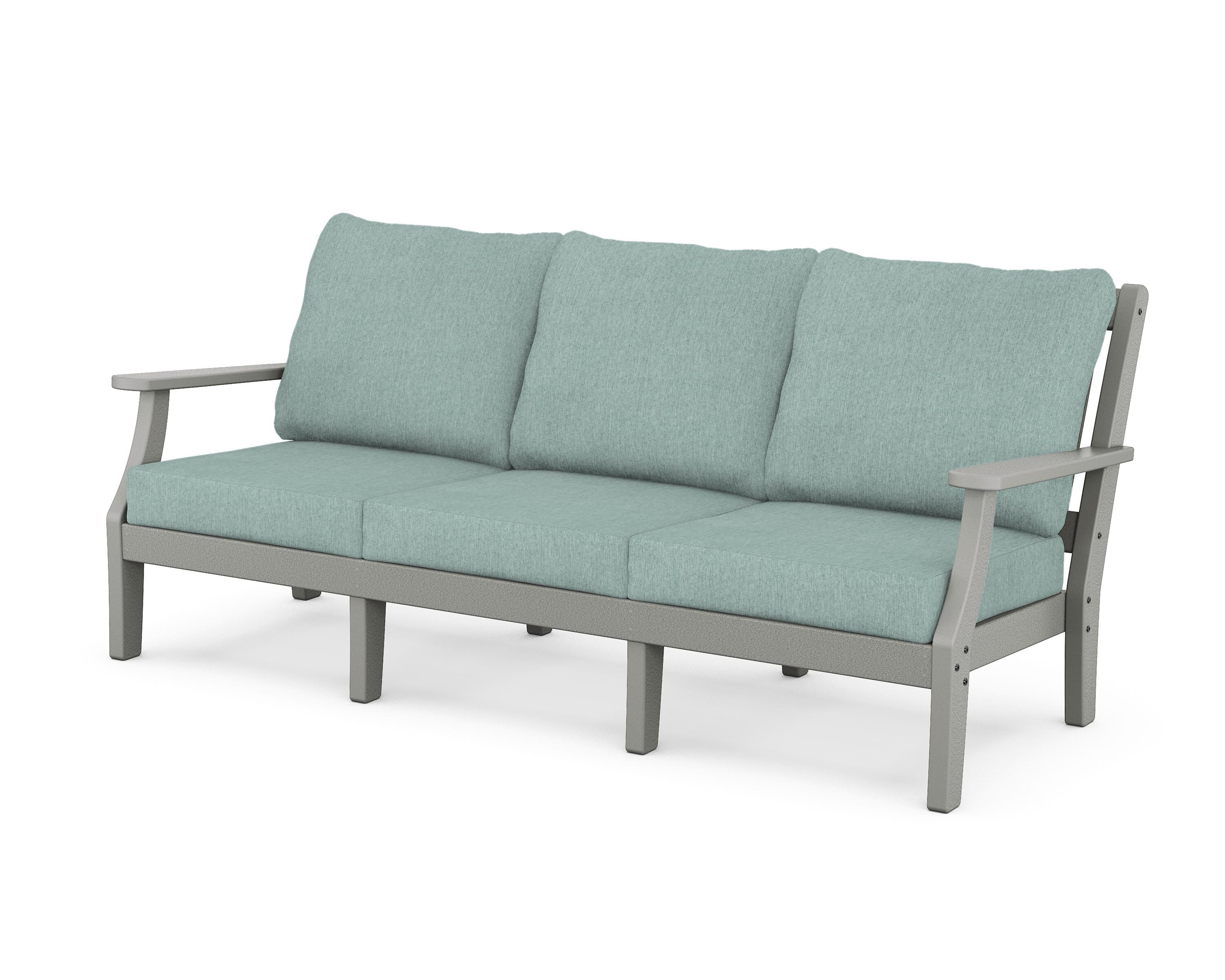 Martha Stewart by POLYWOOD® Chinoiserie Deep Seating Sofa in Slate Grey / Glacier Spa
