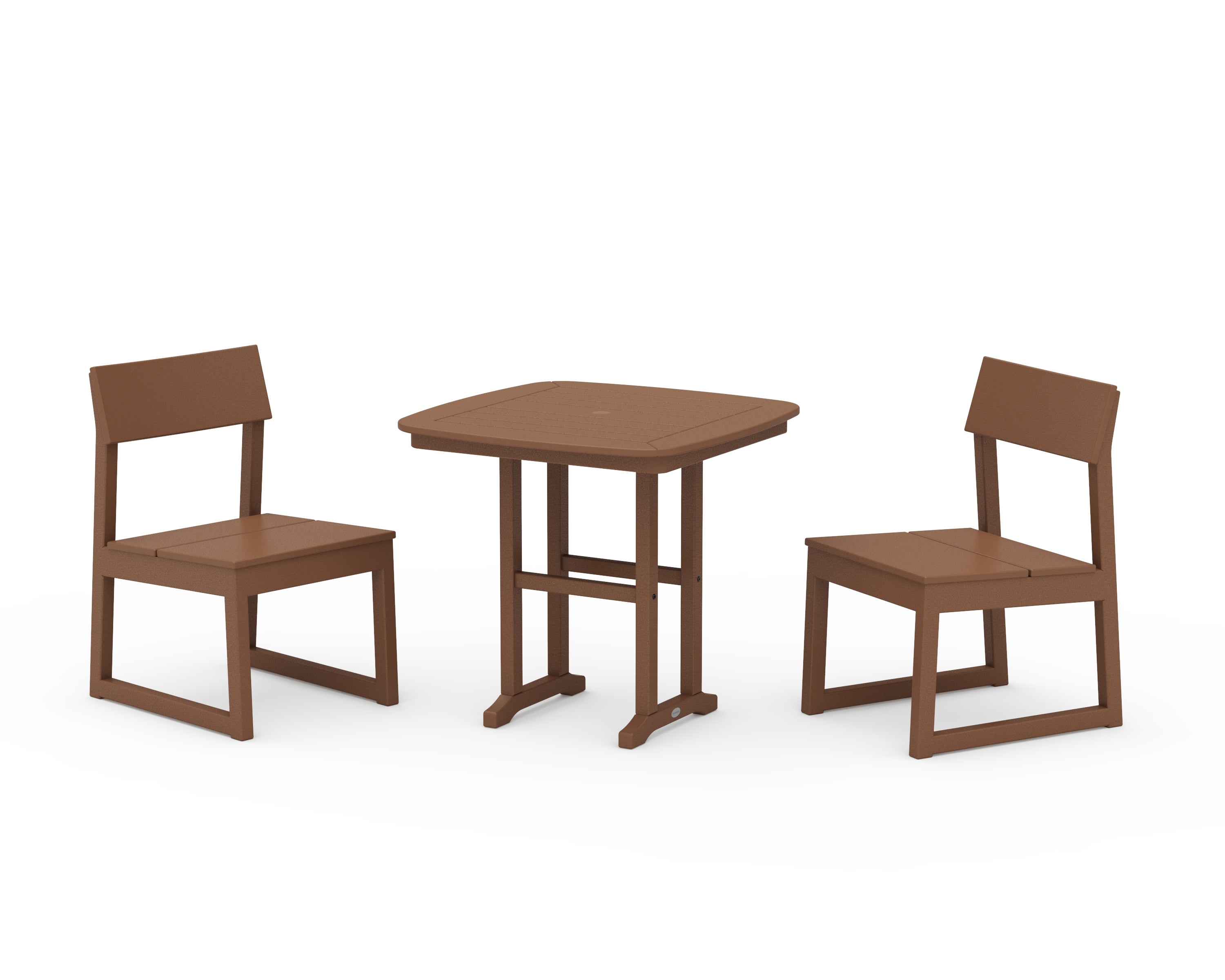 POLYWOOD® EDGE Side Chair 3-Piece Dining Set in Teak