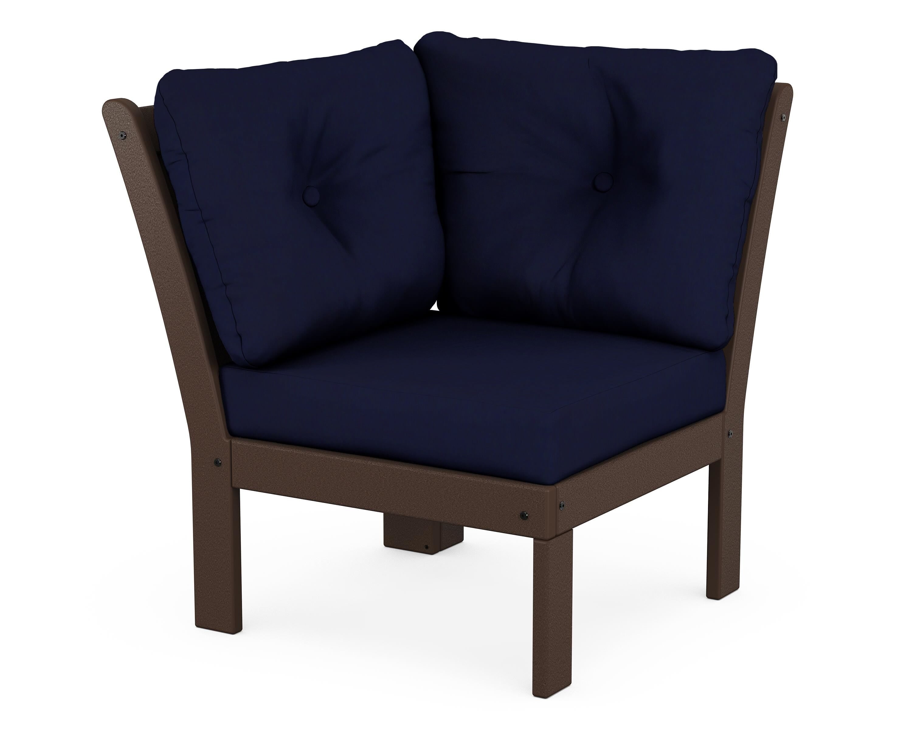 POLYWOOD® Vineyard Modular Corner Chair in Mahogany / Navy