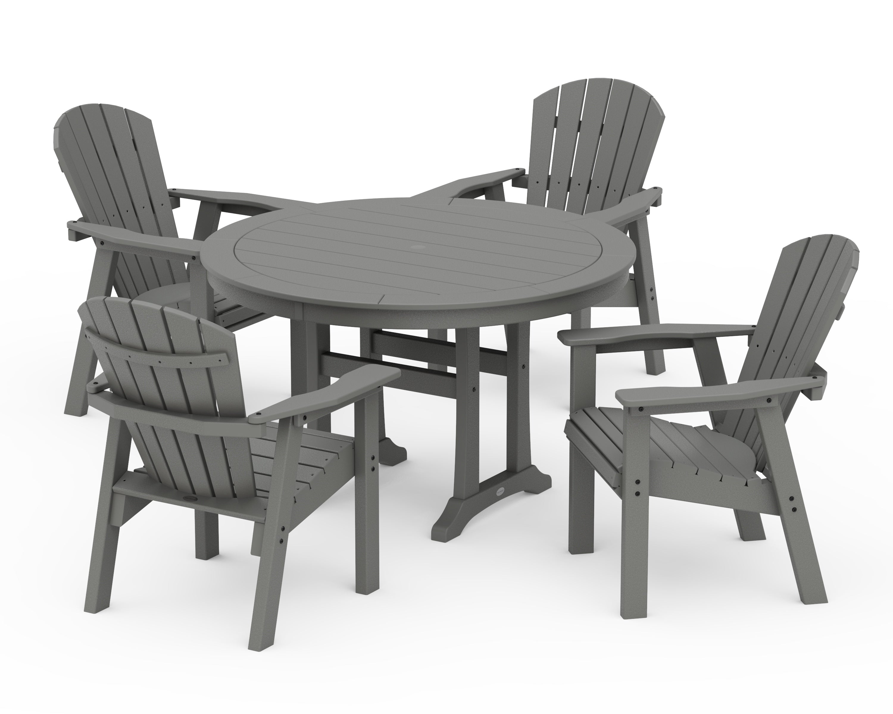 POLYWOOD® Seashell 5-Piece Round Dining Set with Trestle Legs in Slate Grey