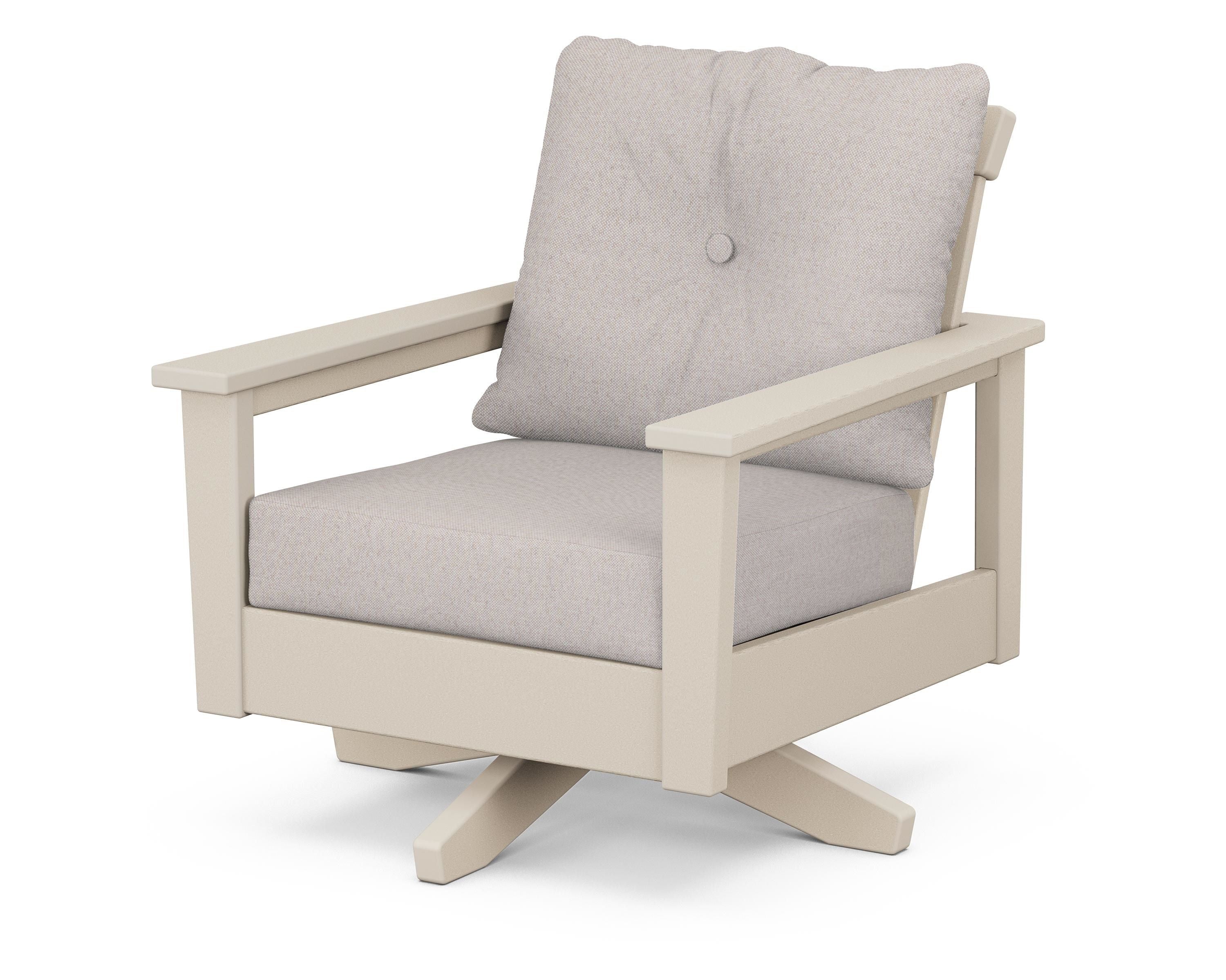 POLYWOOD® Prescott Deep Seating Swivel Chair in Sand / Dune Burlap