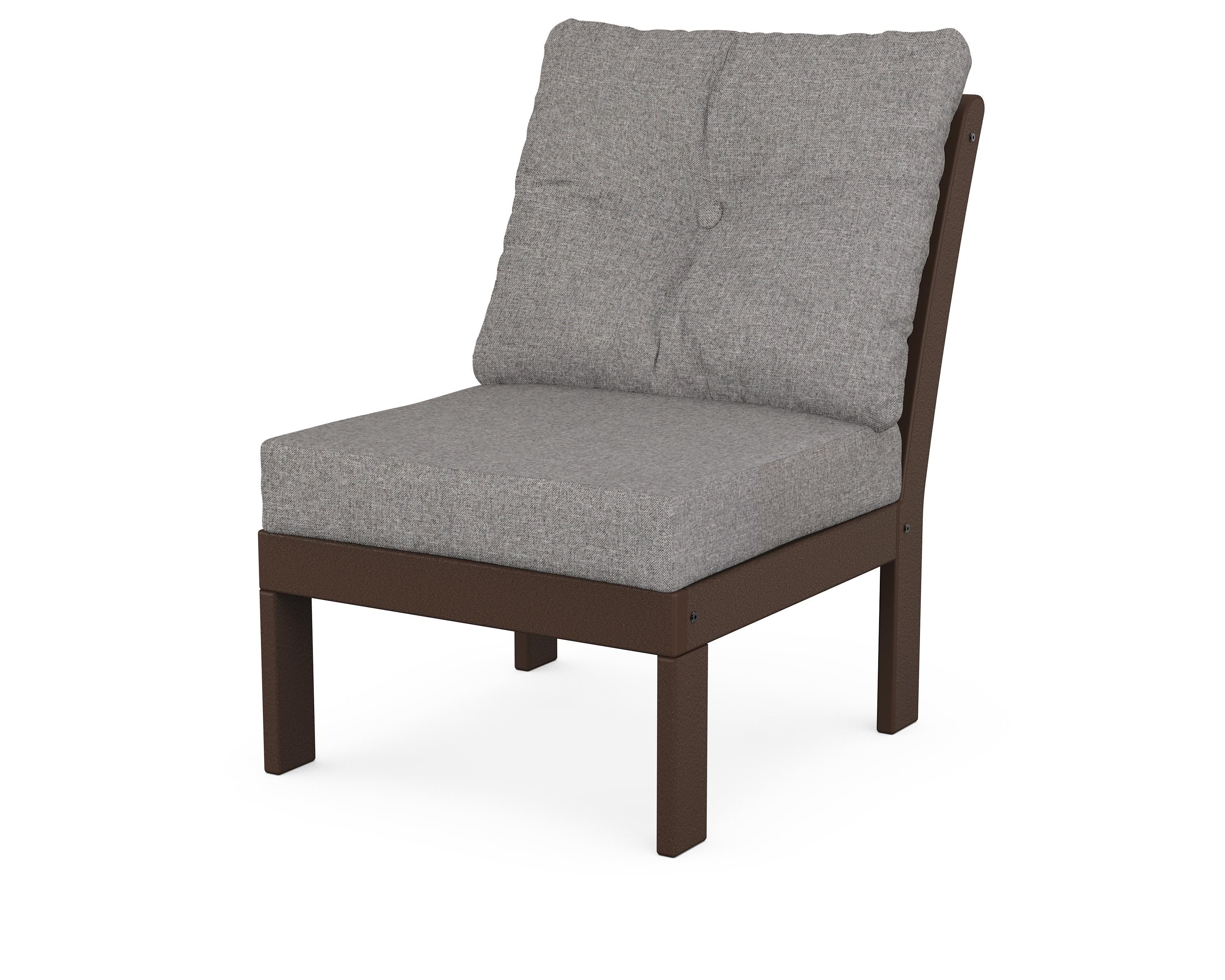 POLYWOOD® Vineyard Modular Armless Chair in Mahogany / Grey Mist