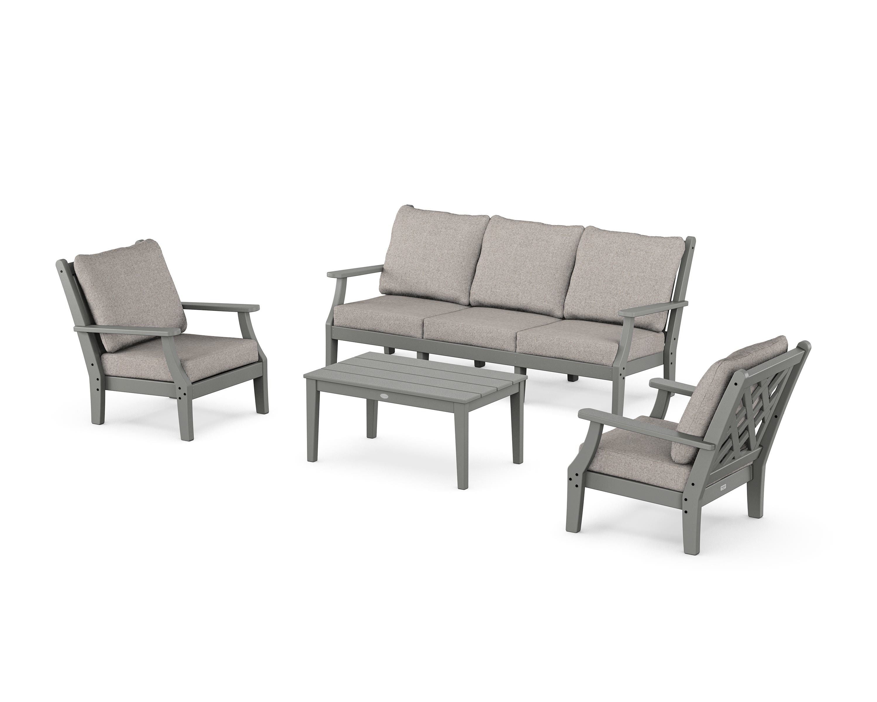 Country Living Wovendale 4-Piece Deep Seating Set with Sofa in Slate Grey / Weathered Tweed