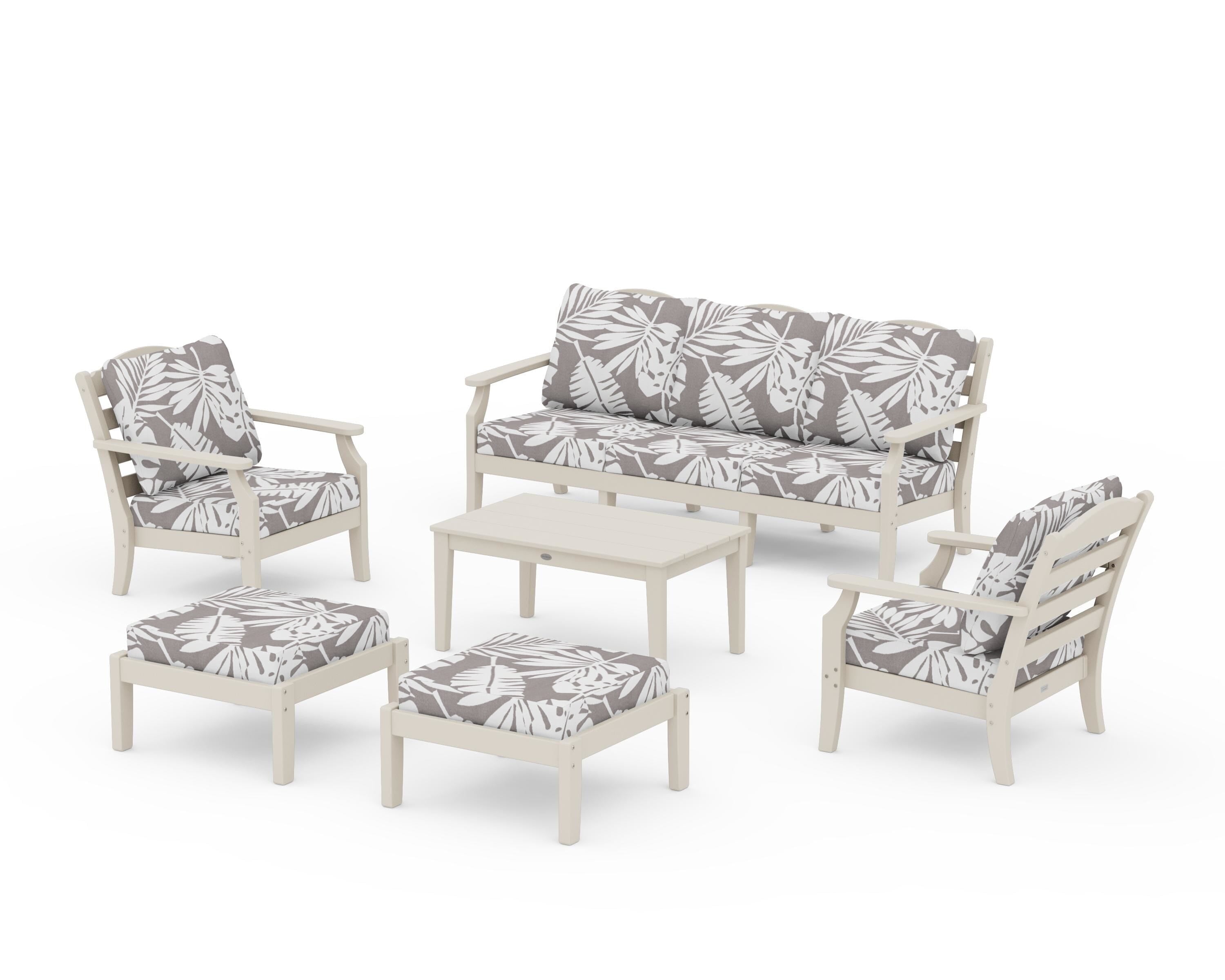 Draper James™ by POLYWOOD® Savannah 6-Piece Lounge Sofa Set in Sand / Leaf Grey Mist