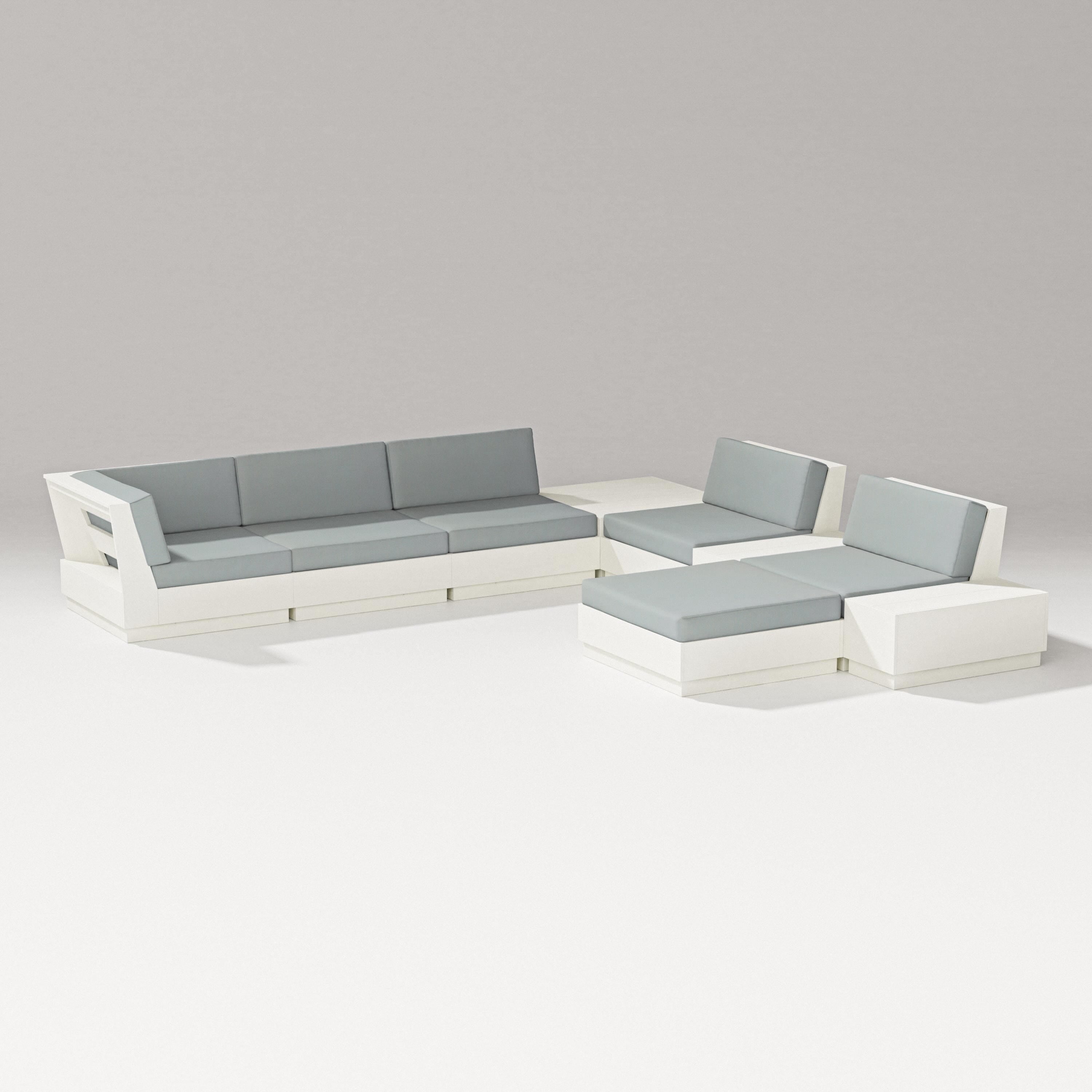 PW Designer Series Elevate 9-Piece Conversation Sectional in Vintage White / Spa