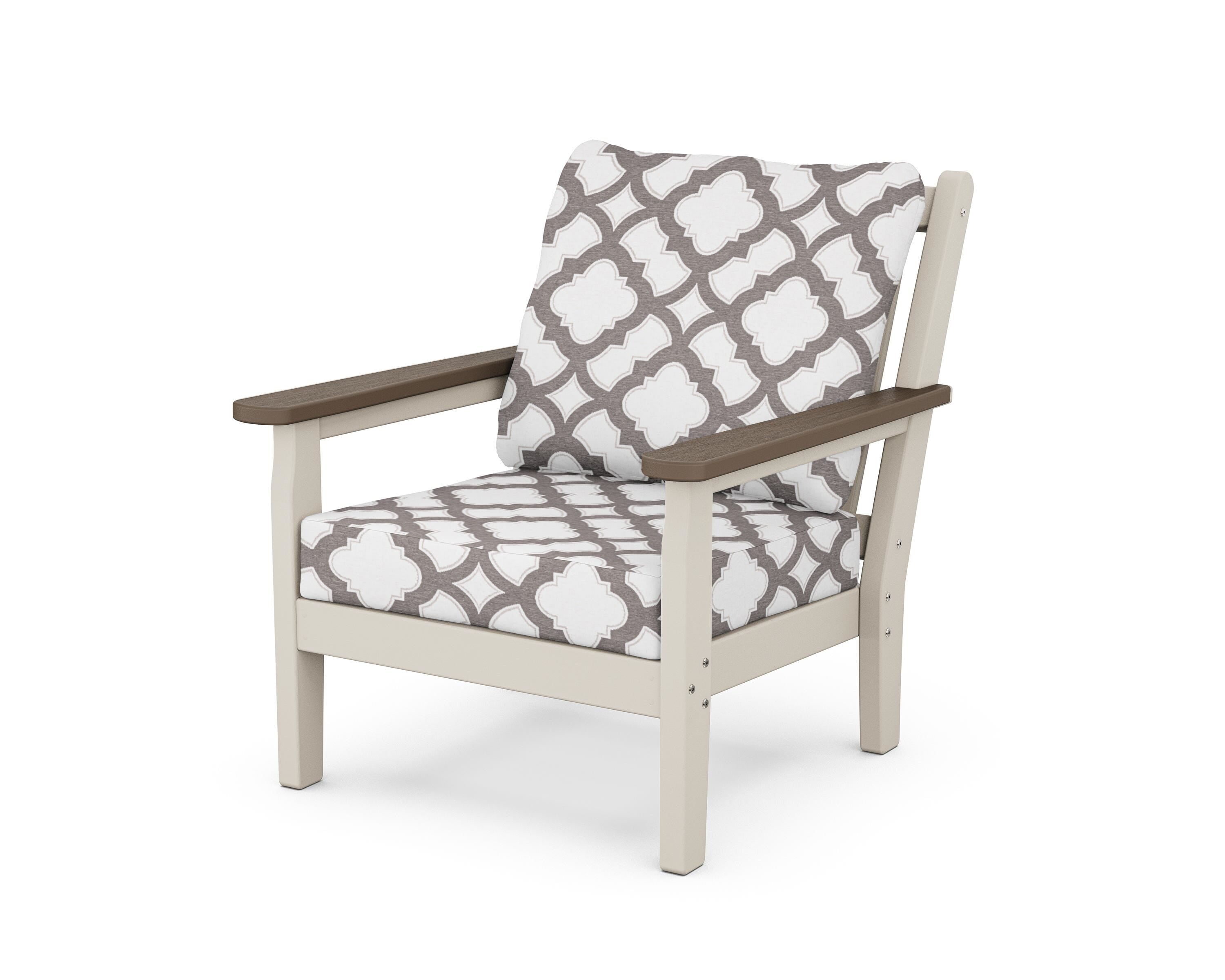 POLYWOOD® Chippendale Deep Seating Chair in Sand / Kona / Trellis Grey Mist