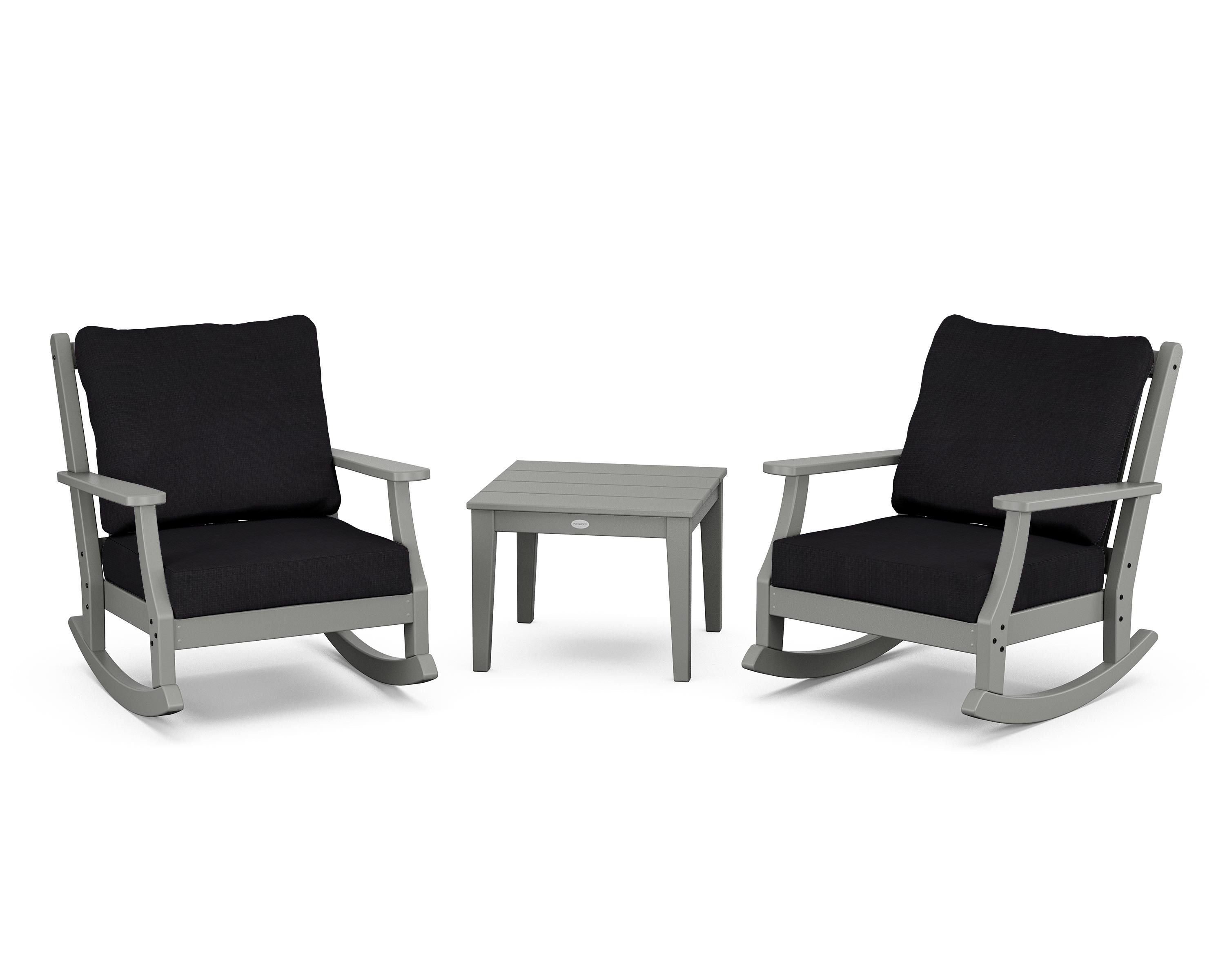 Country Living Wovendale 3-Piece Deep Seating Rocker Set in Slate Grey / Midnight Linen