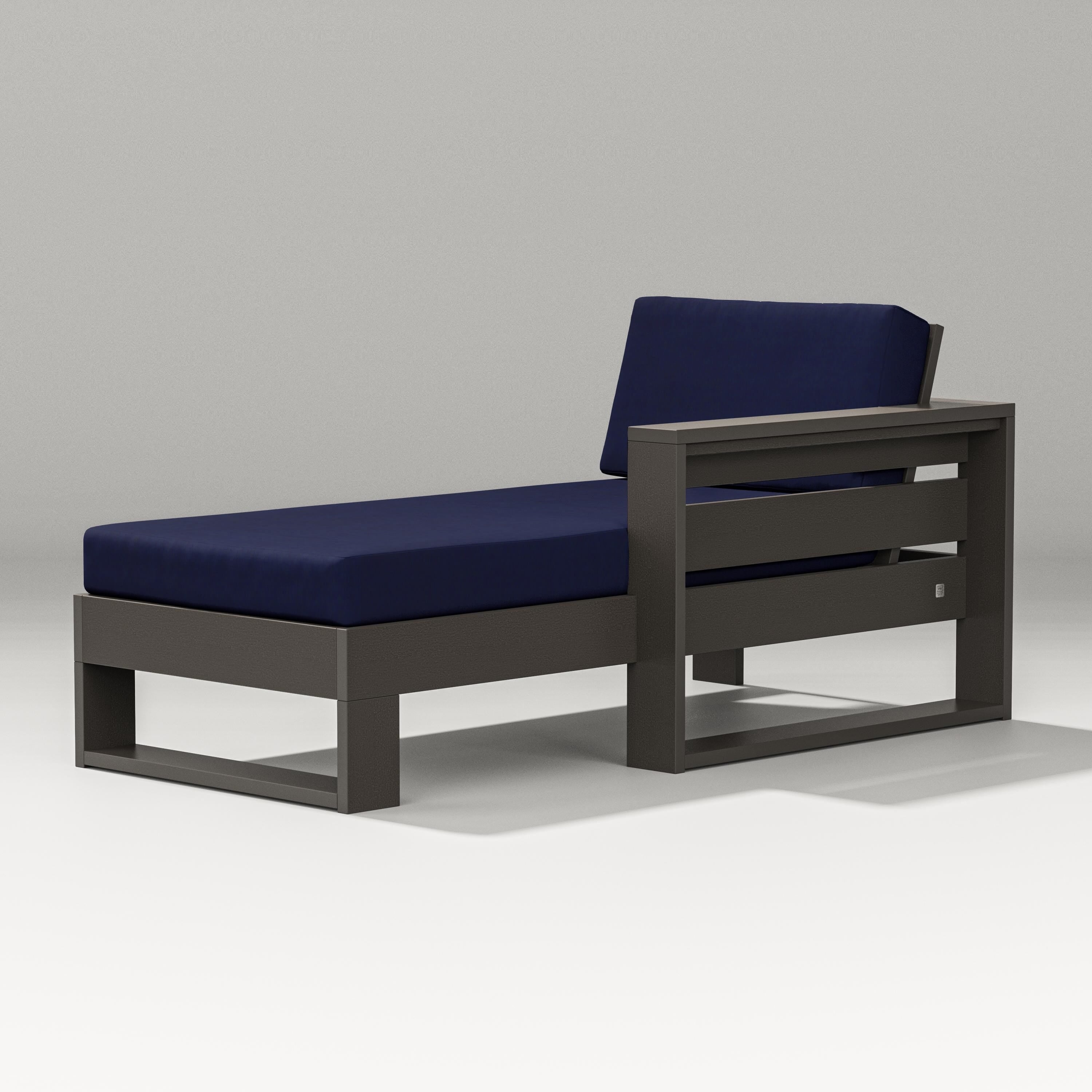 PW Designer Series Latitude Modular Right Arm Chaise in Vintage Coffee / Navy