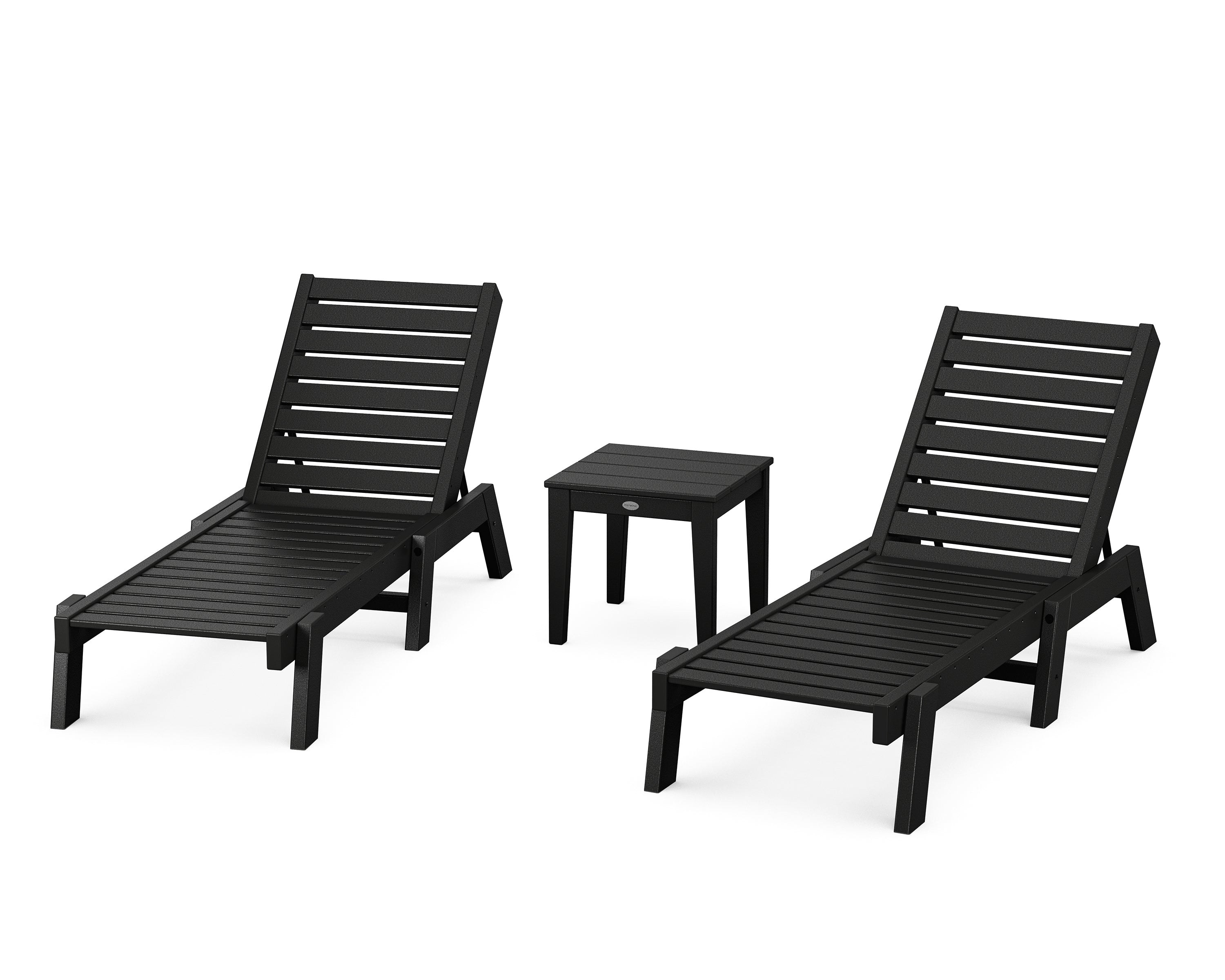 POLYWOOD® Captain Chaise 3-Piece Set in Black