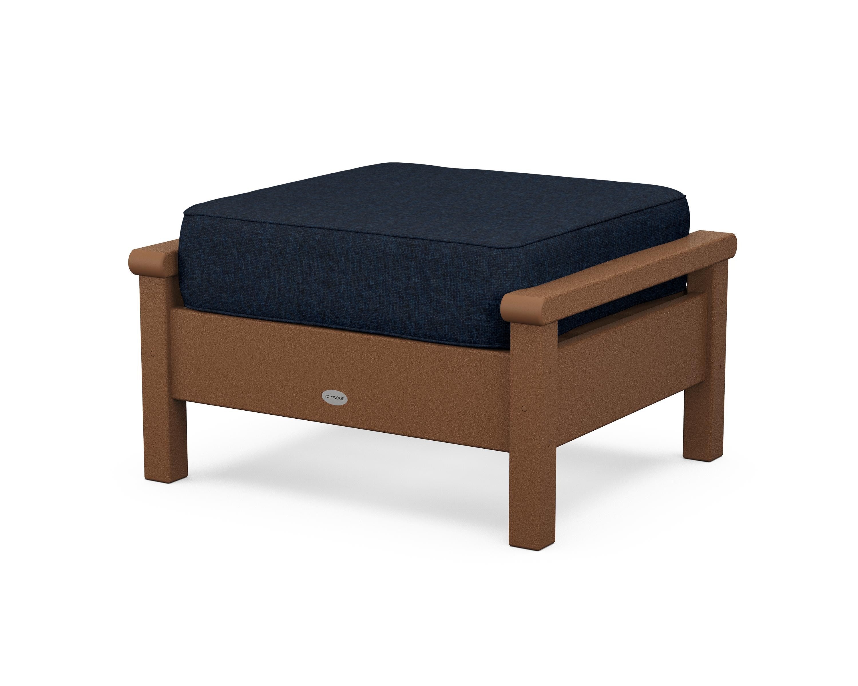 POLYWOOD® Harbour Deep Seating Ottoman in Teak / Marine Indigo