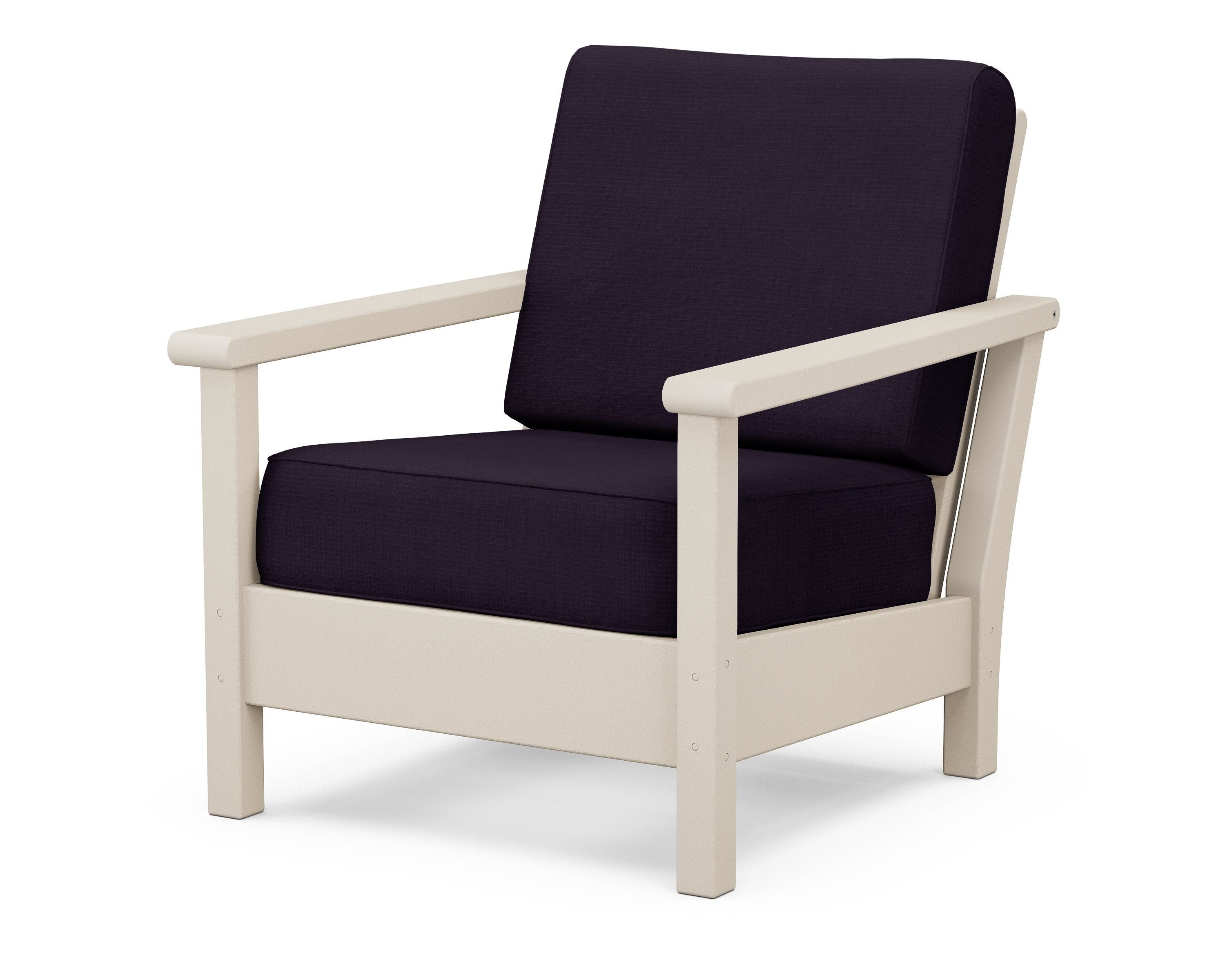 POLYWOOD® Harbour Deep Seating Chair in Sand / Navy Linen