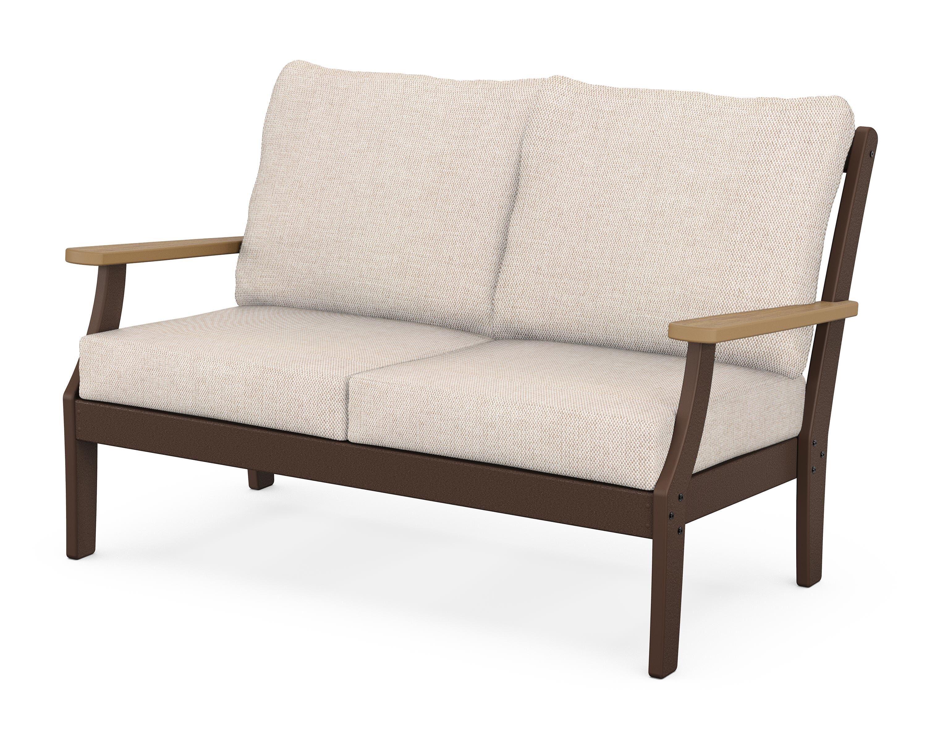 POLYWOOD® Braxton Deep Seating Loveseat in Mahogany / Natural / Blend Linen