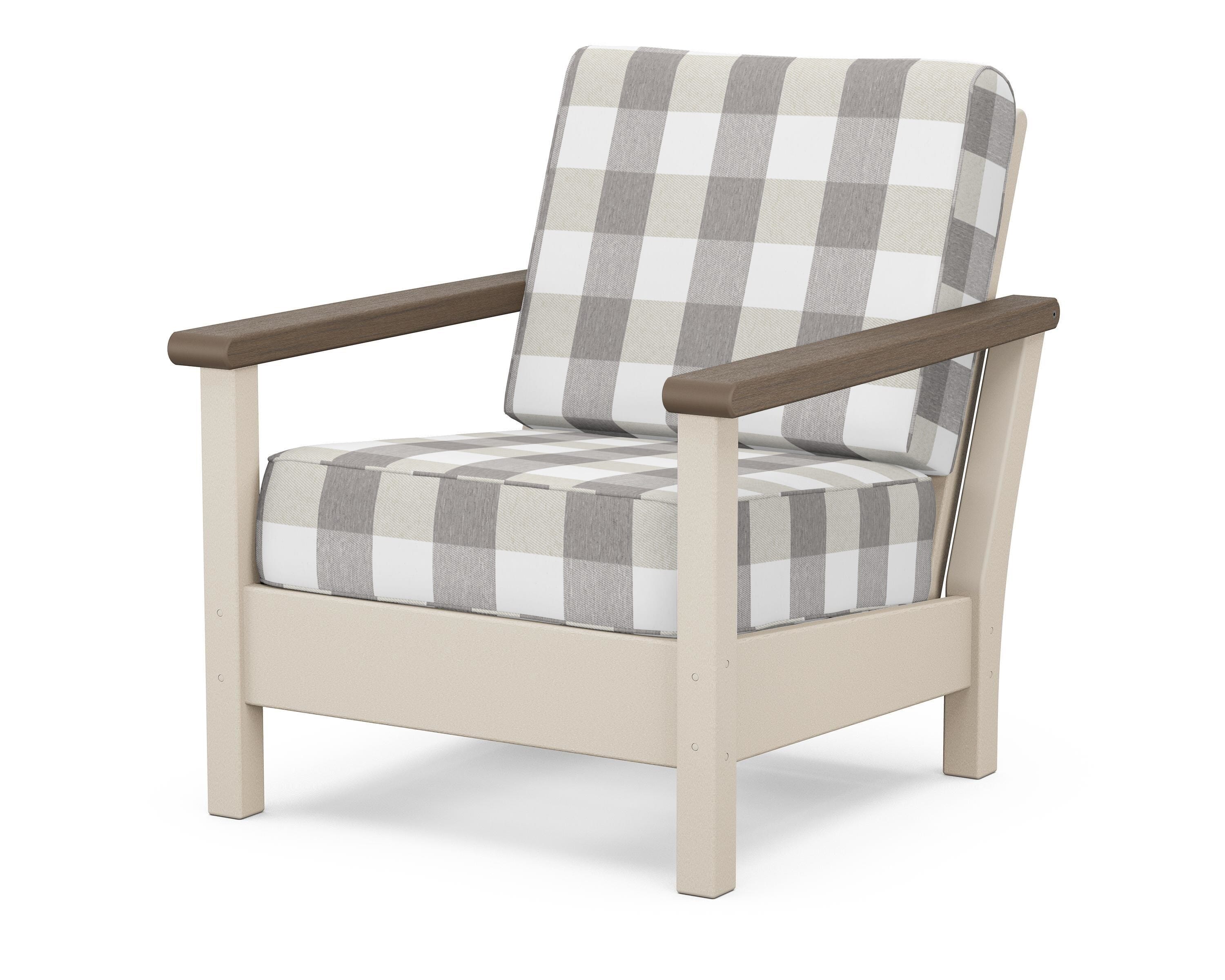 POLYWOOD® Harbour Deep Seating Chair in Sand / Kona / Buffalo Plaid Grey Mist