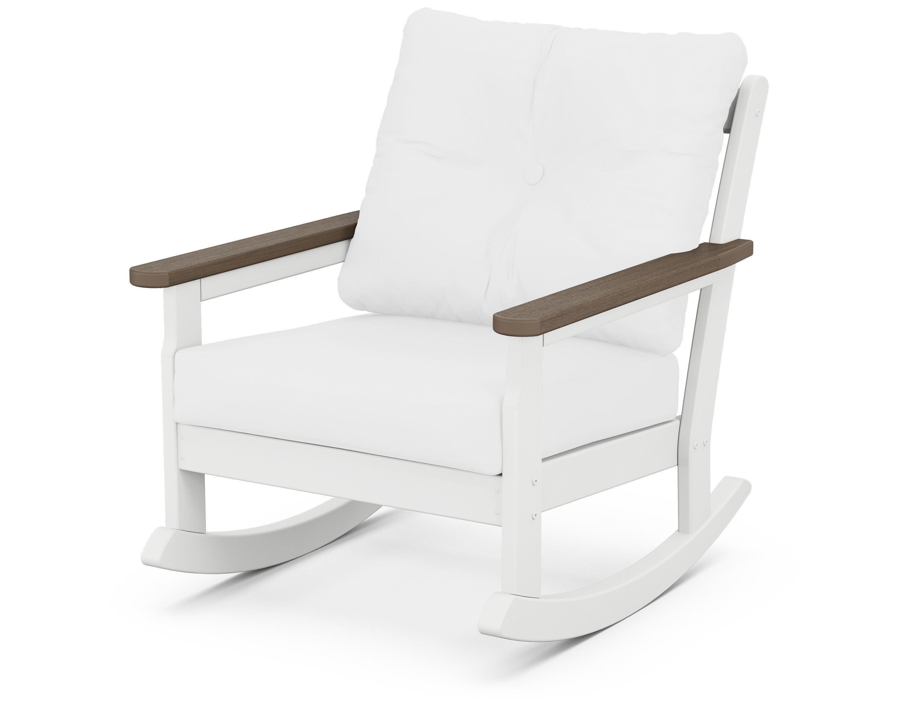 POLYWOOD® Vineyard Deep Seating Rocking Chair in White / Kona / Natural