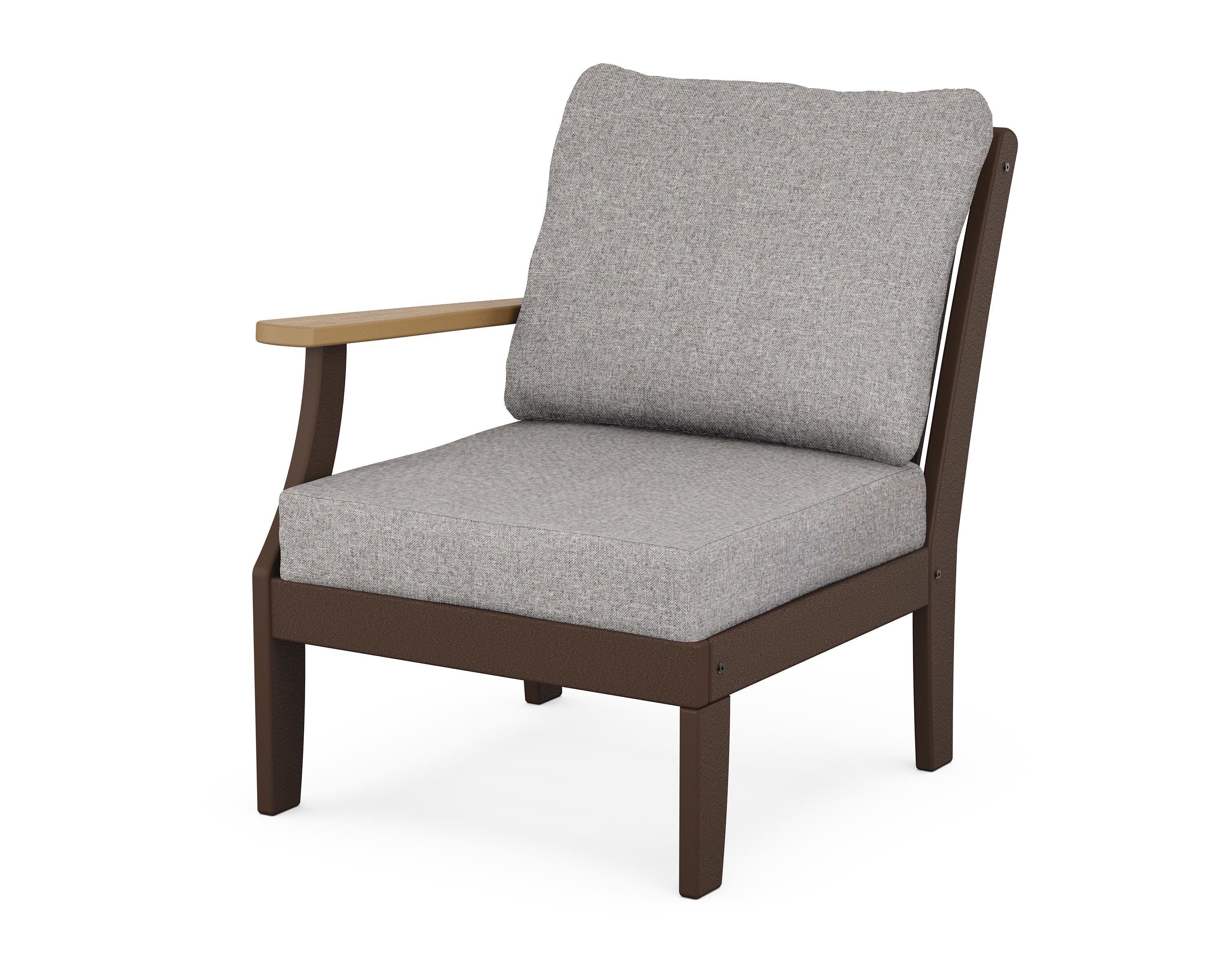 POLYWOOD® Braxton Modular Left Arm Chair in Mahogany / Natural / Grey Mist