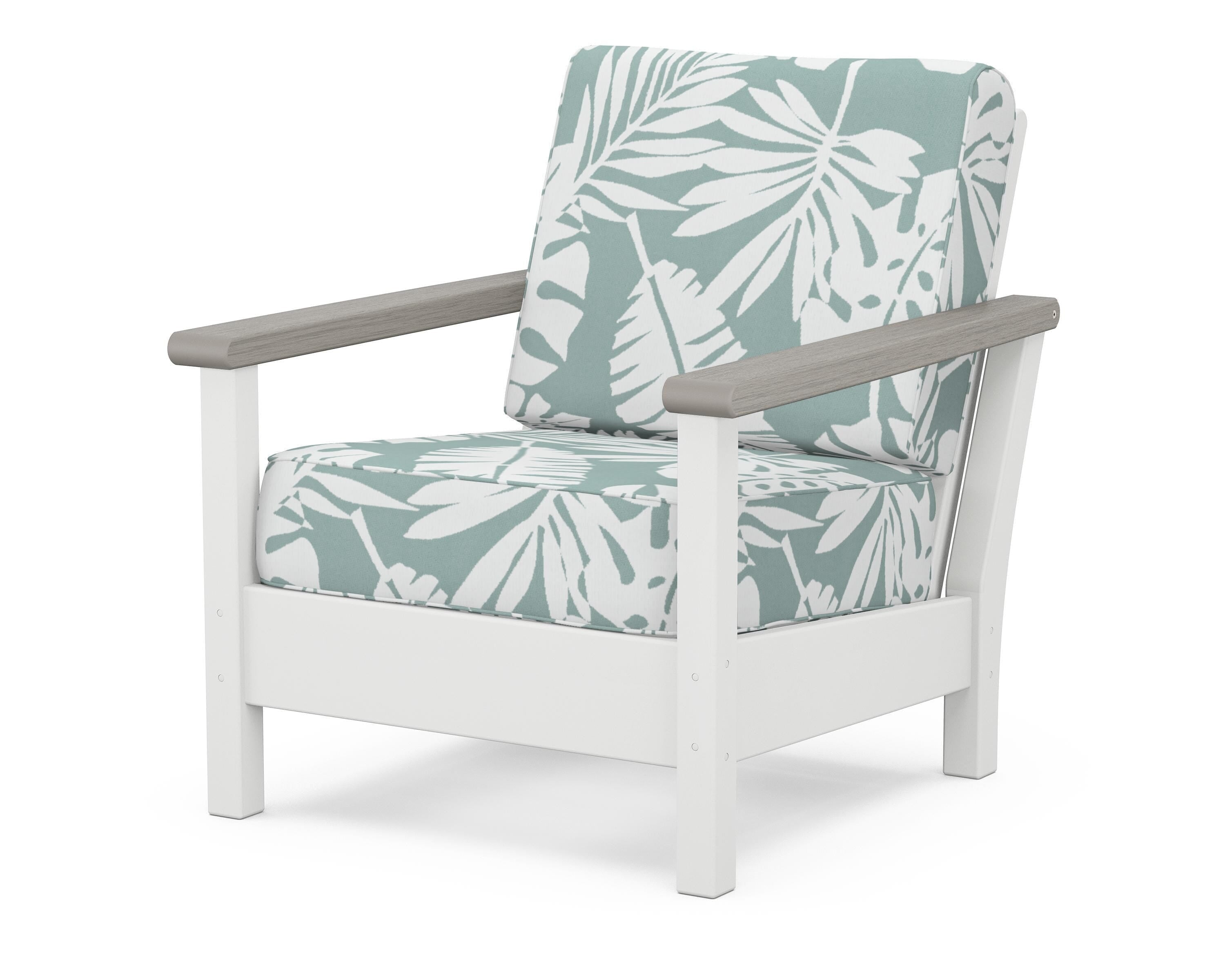 POLYWOOD® Harbour Deep Seating Chair in White / Driftwood / Leaf Glacier Spa