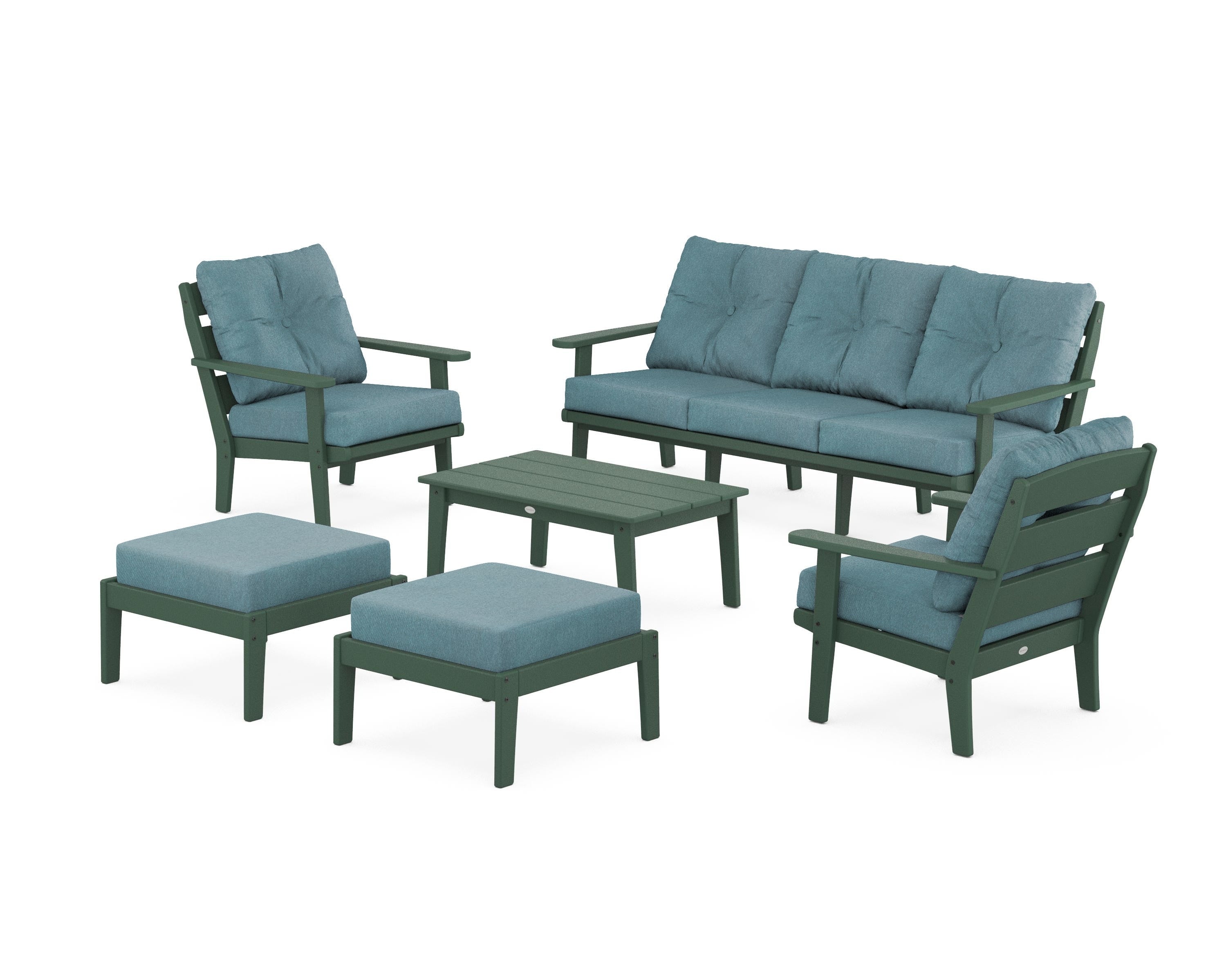 POLYWOOD® Lakeside 6-Piece Lounge Sofa Set in Green / Ocean Teal
