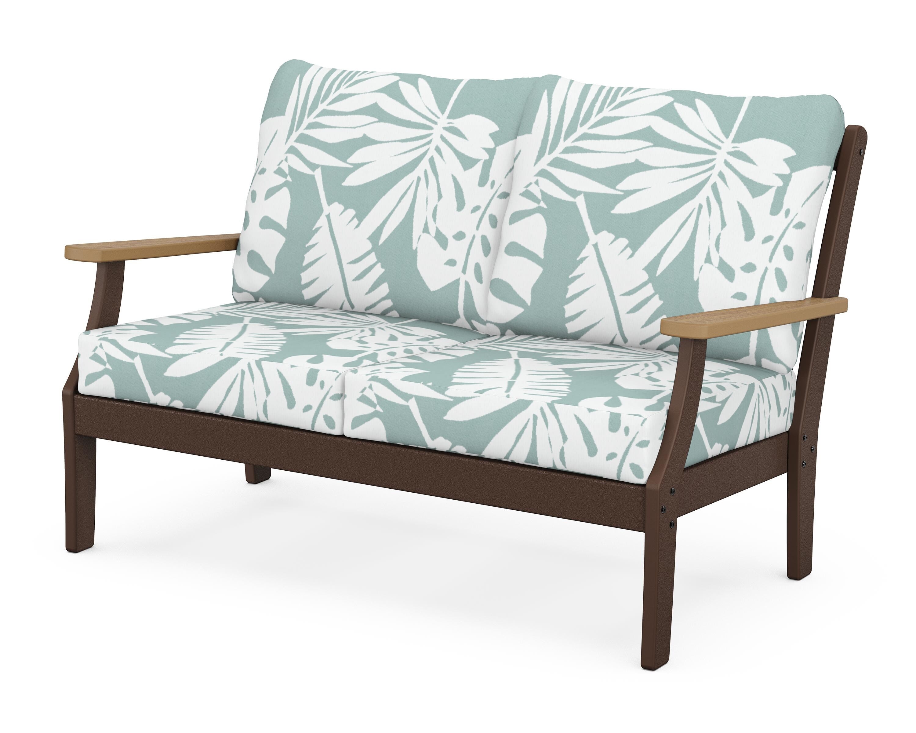 POLYWOOD® Braxton Deep Seating Loveseat in Mahogany / Natural / Leaf Glacier Spa