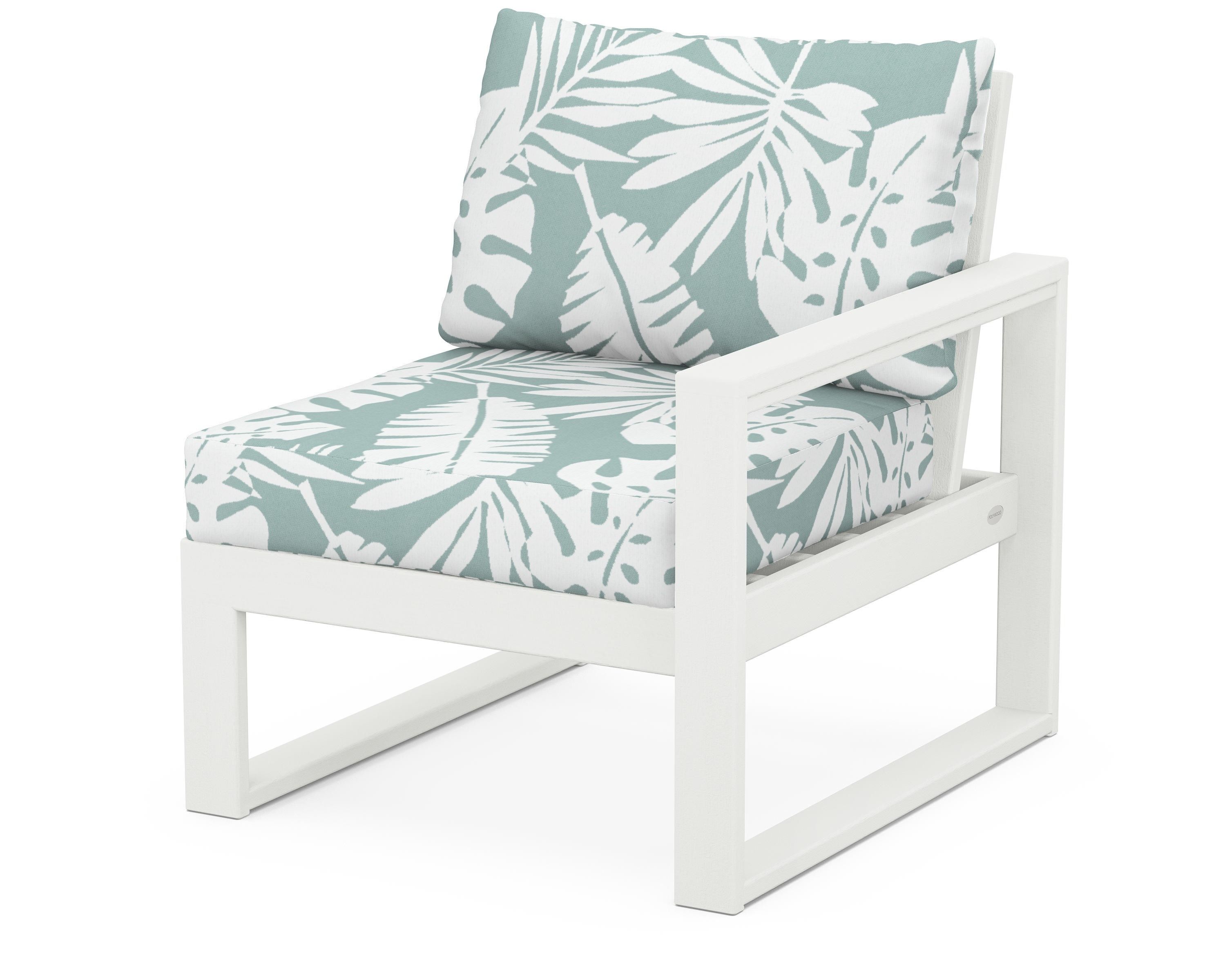 POLYWOOD® EDGE Modular Right Arm Chair in Vintage White / Leaf Glacier Spa