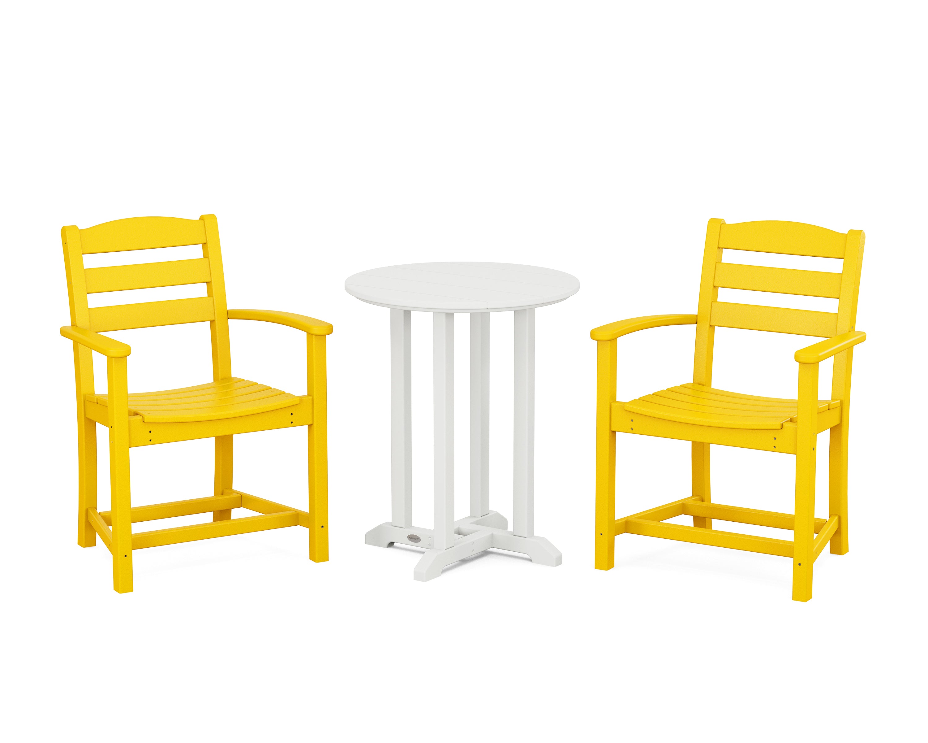POLYWOOD® La Casa Café 3-Piece Round Bistro Dining Set in Lemon / White
