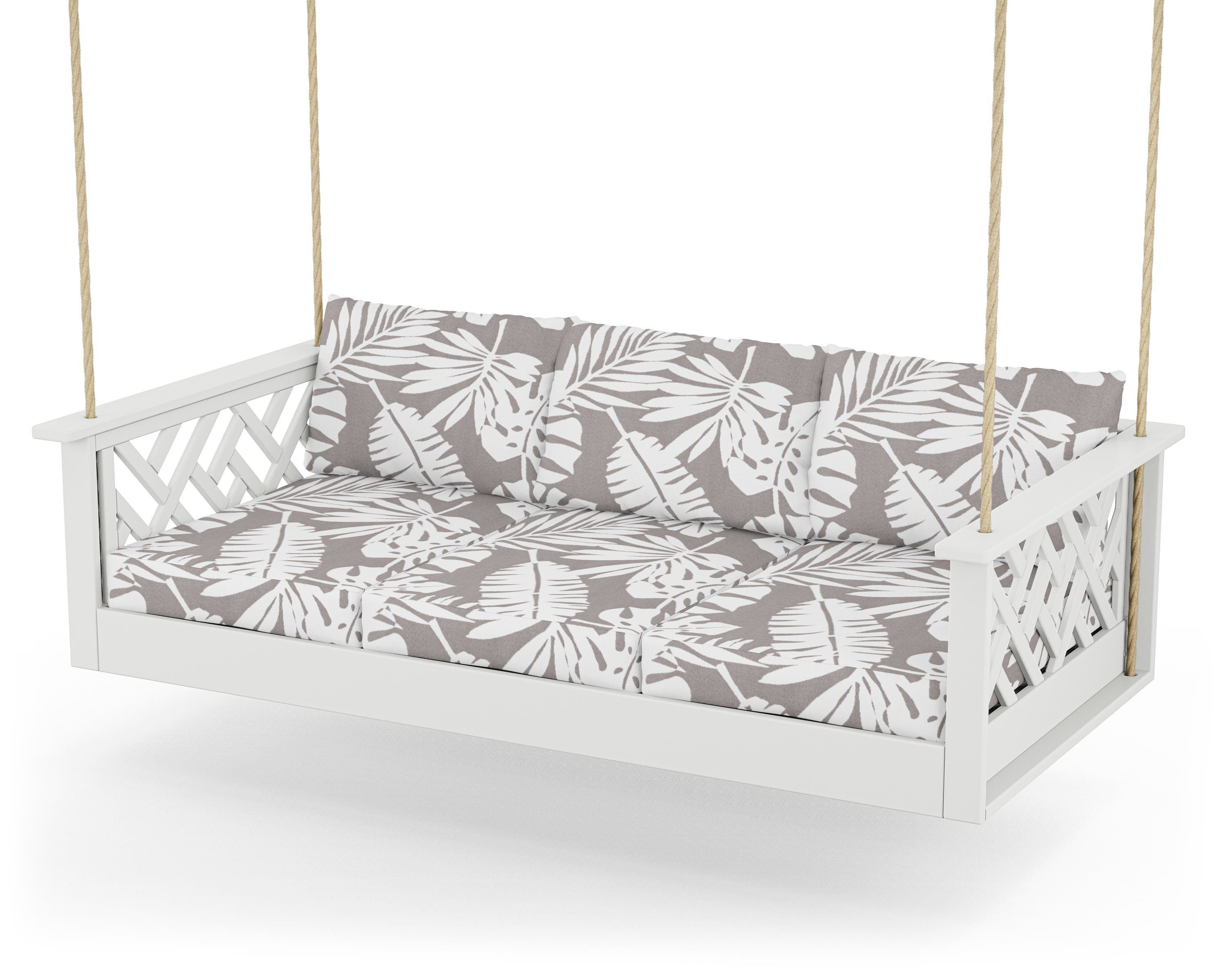 POLYWOOD® Chippendale Daybed Swing in White / Leaf Grey Mist