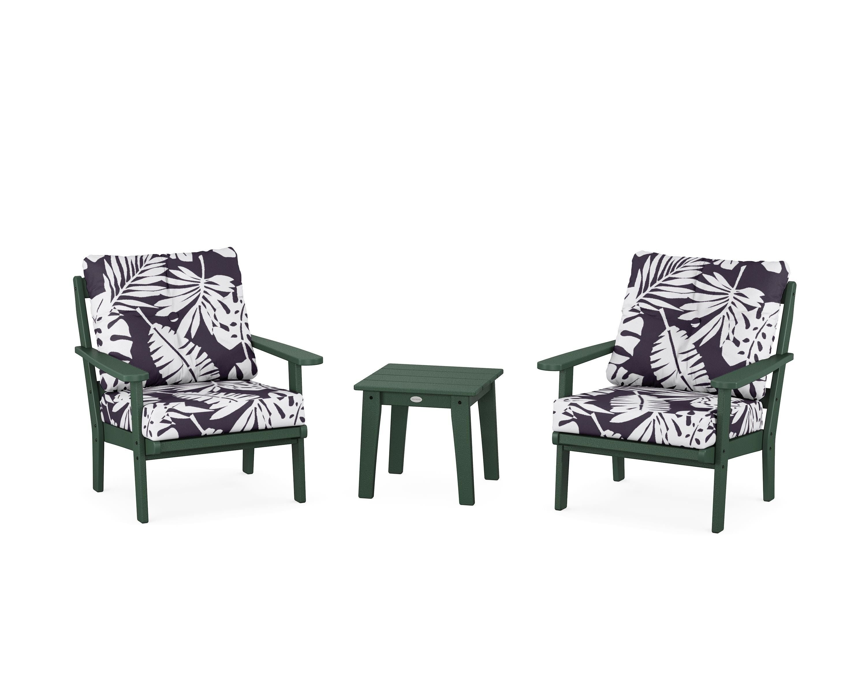 POLYWOOD® Mission 3-Piece Deep Seating Set in Green / Leaf Navy