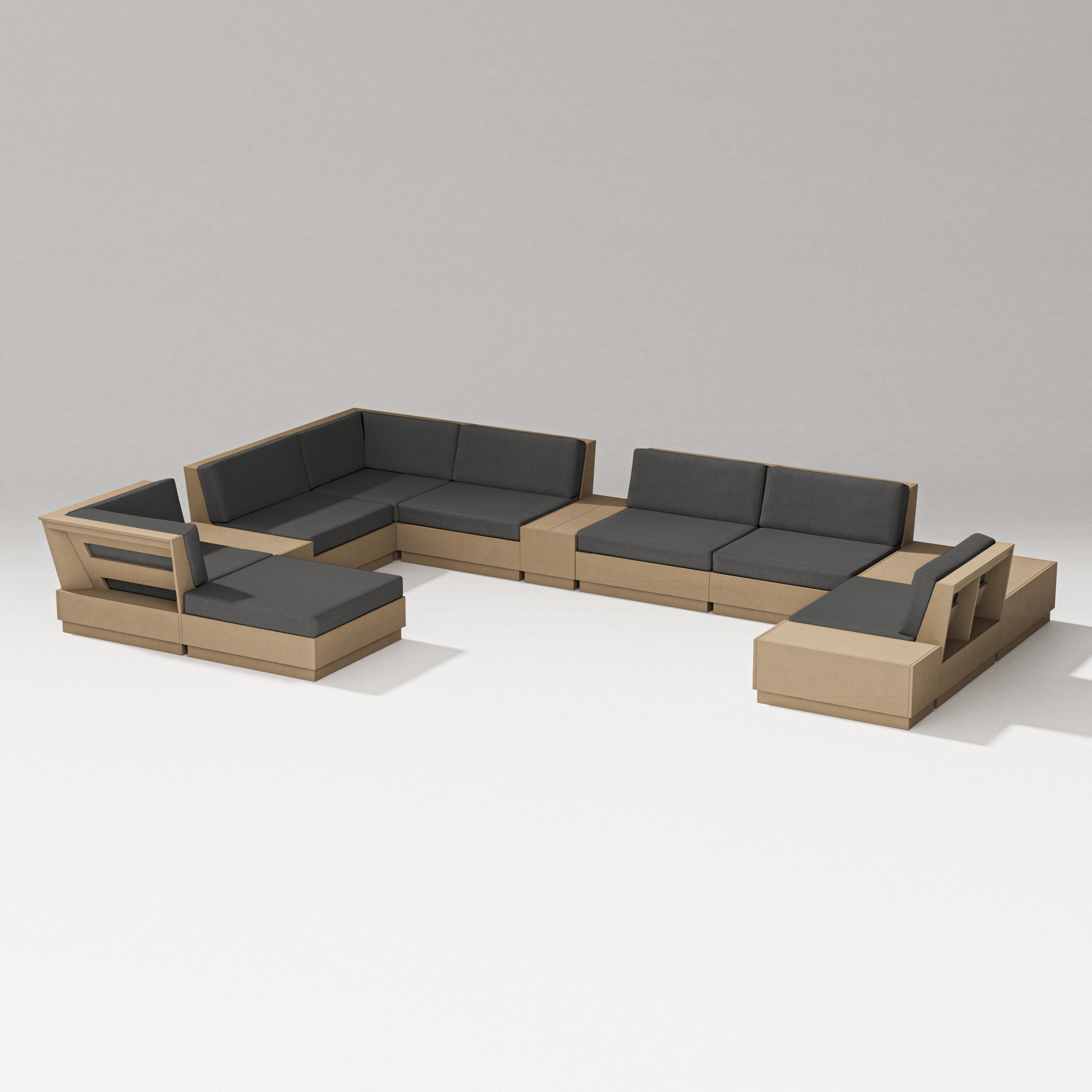 PW Designer Series Elevate 12-Piece Conversation Sectional Set in Vintage Sahara / Spectrum Carbon