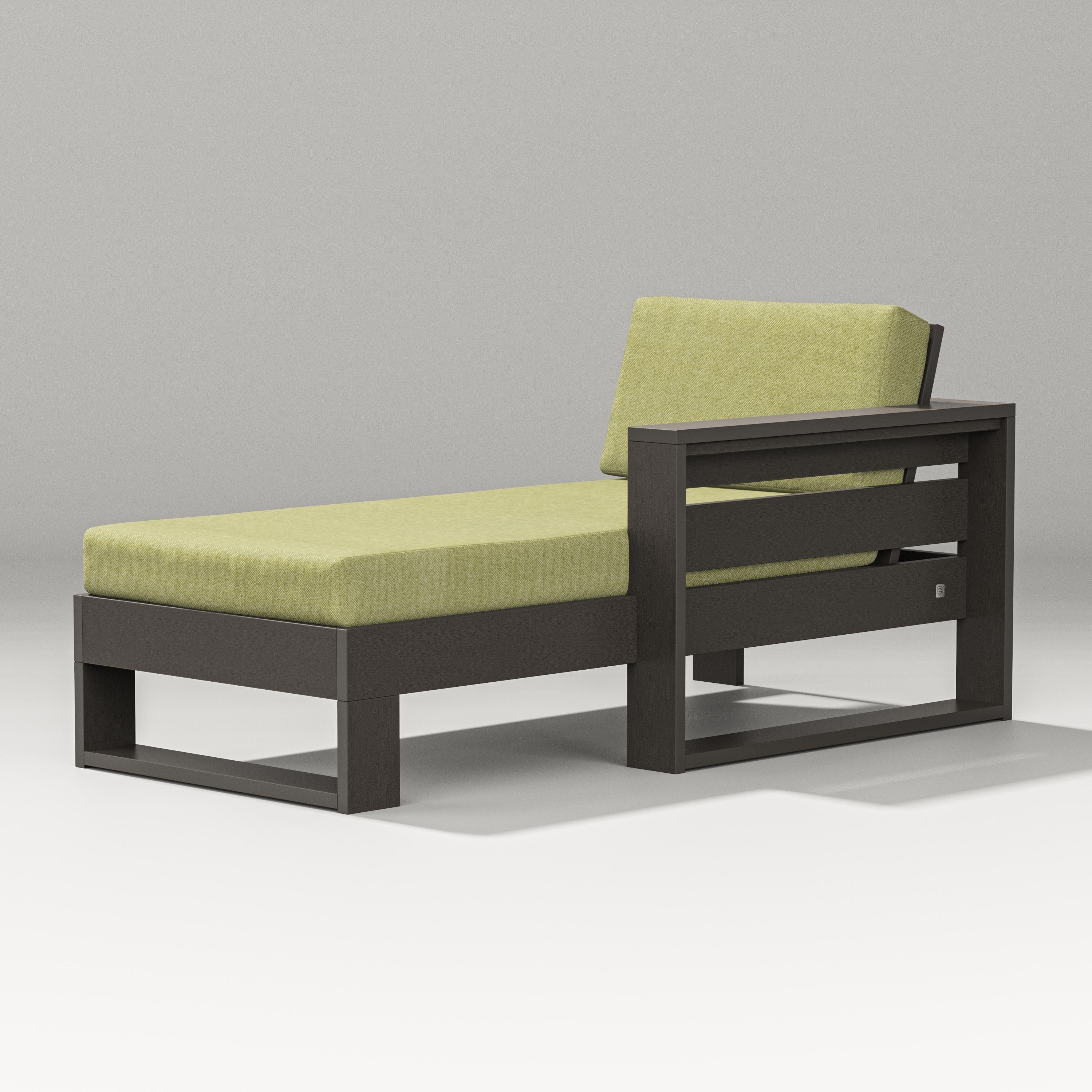 PW Designer Series Latitude Modular Right Arm Chaise in Vintage Coffee / Chartreuse Boucle