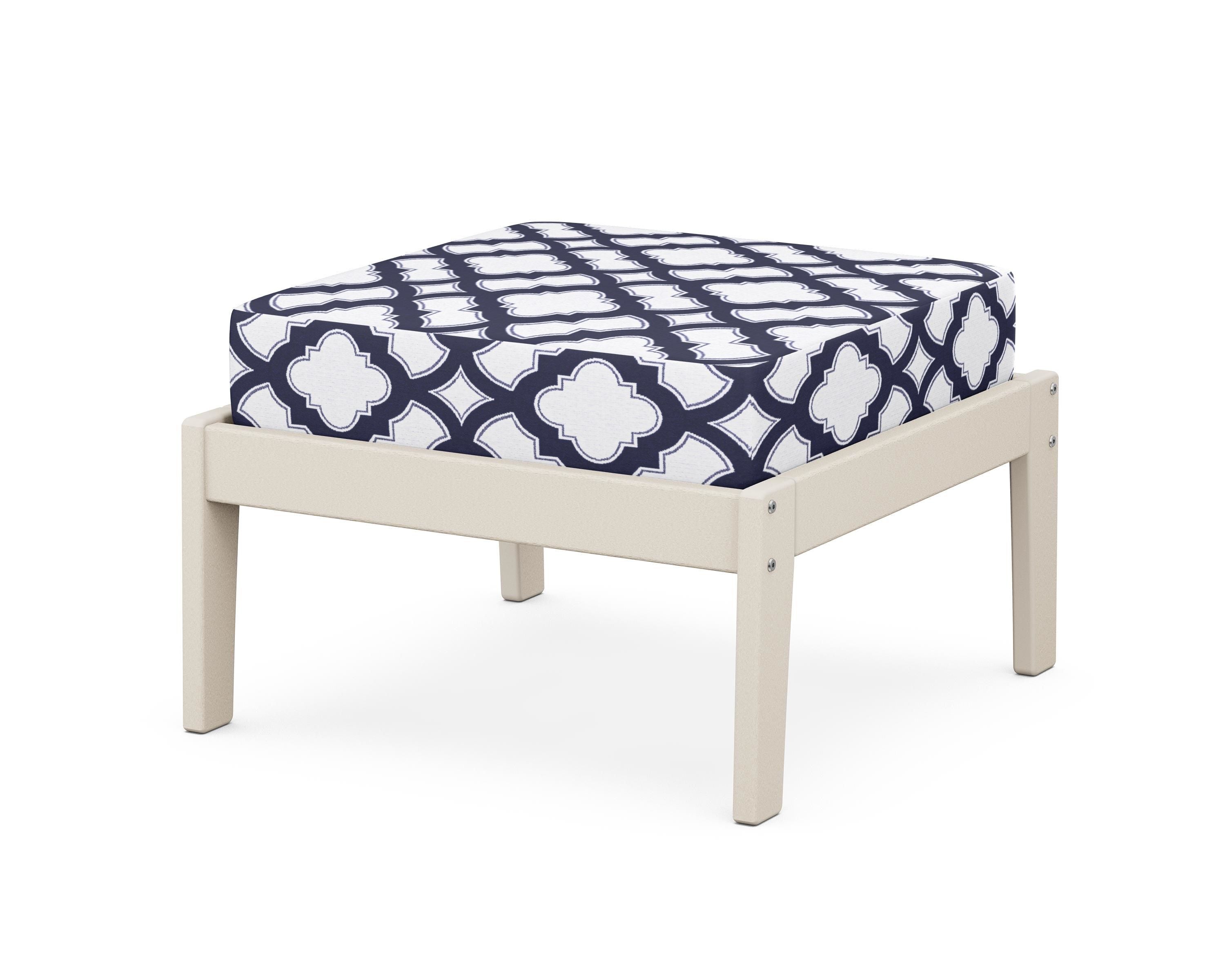 Unbranded Deep Seating Ottoman in Sand / Trellis Navy