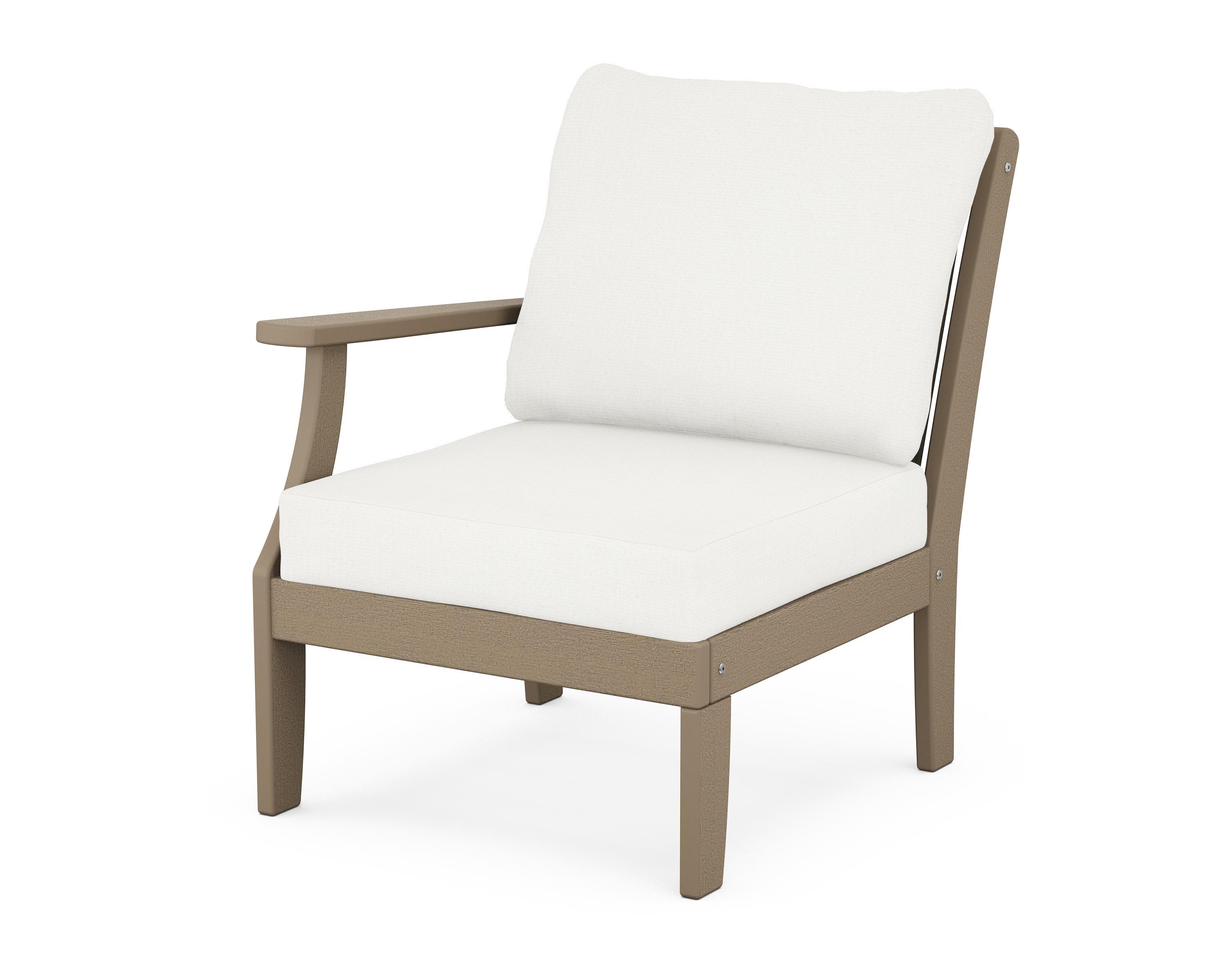 POLYWOOD® Braxton Modular Left Arm Chair in Vintage Sahara / Natural Linen