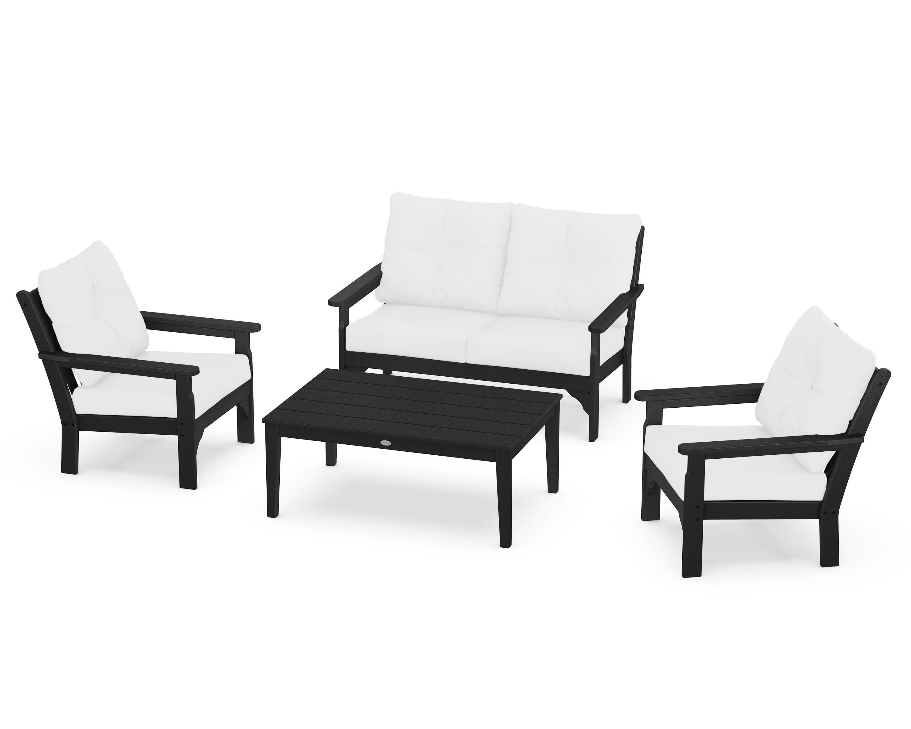 POLYWOOD® Vineyard 4-Piece Deep Seating Set in Black / Natural