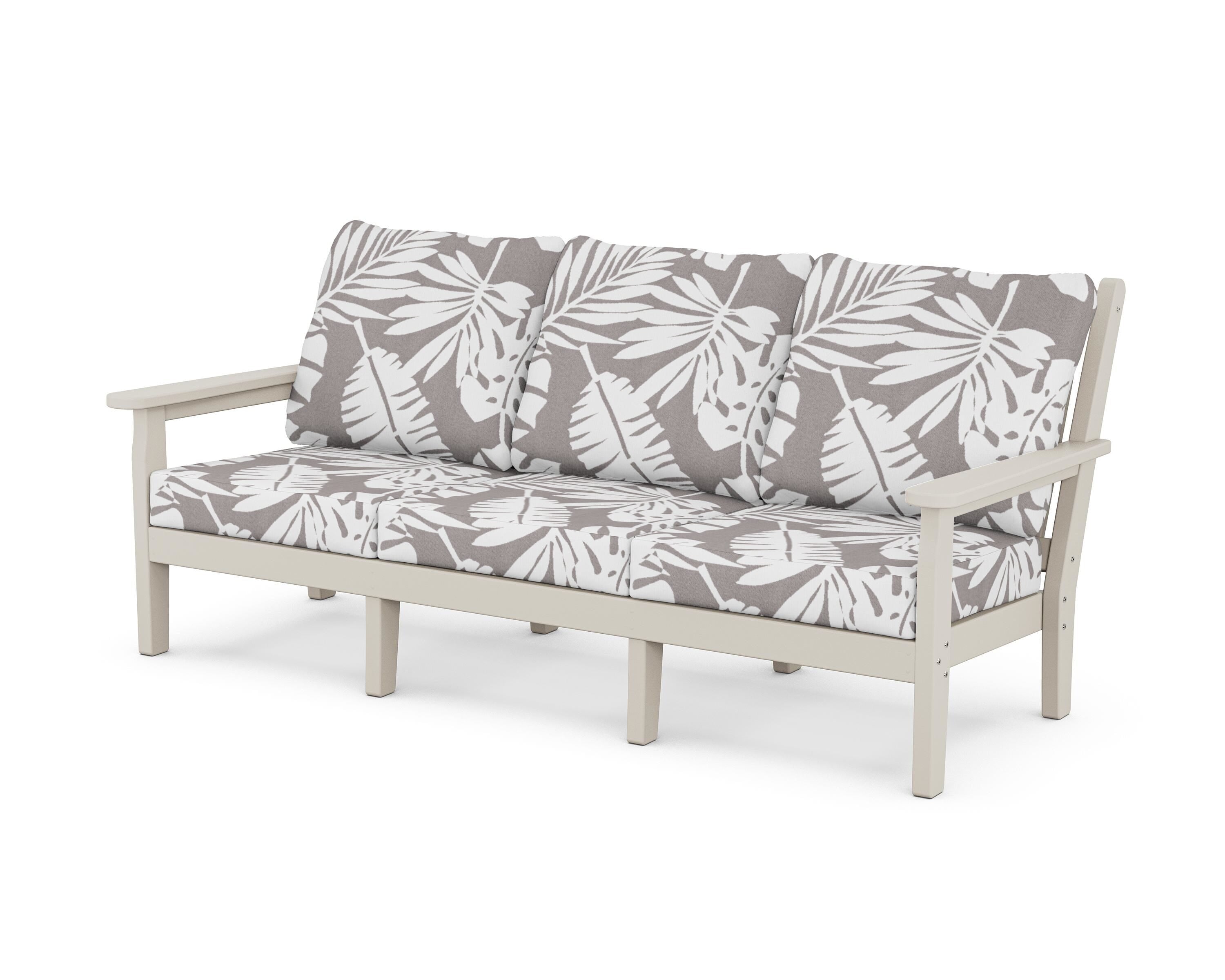 POLYWOOD® Chippendale Deep Seating Sofa in Sand / Leaf Grey Mist